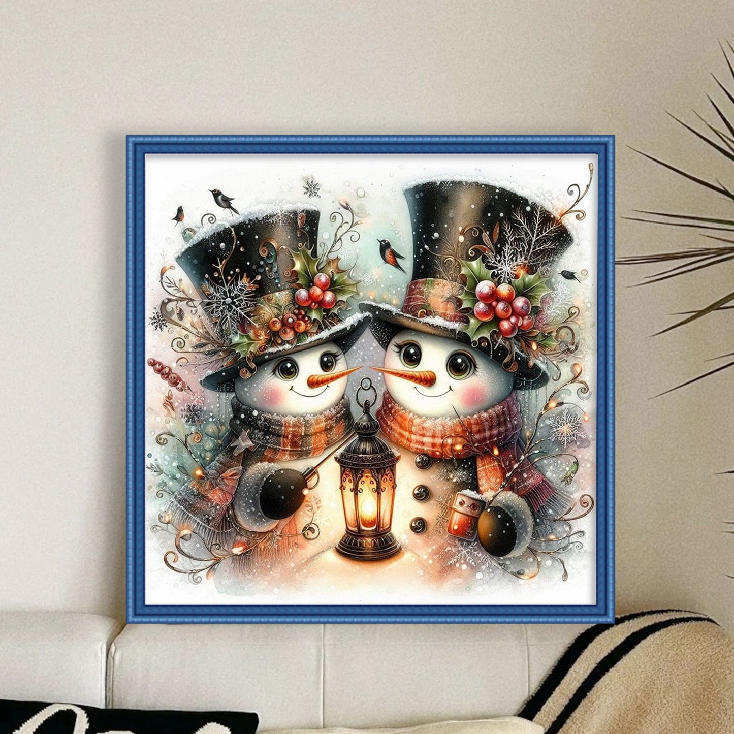 Snowman - Full 11CT Stamped Cross Stitch 40x40CM - Huacan