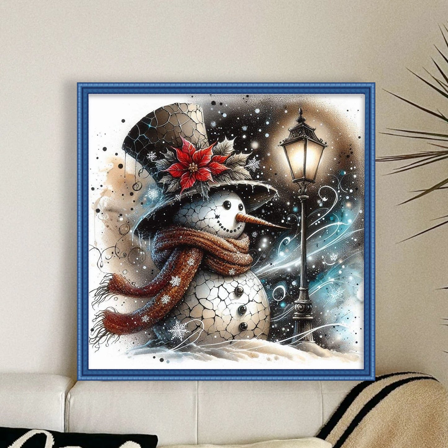 Snowman - Full 11CT Stamped Cross Stitch 40x40CM - Huacan