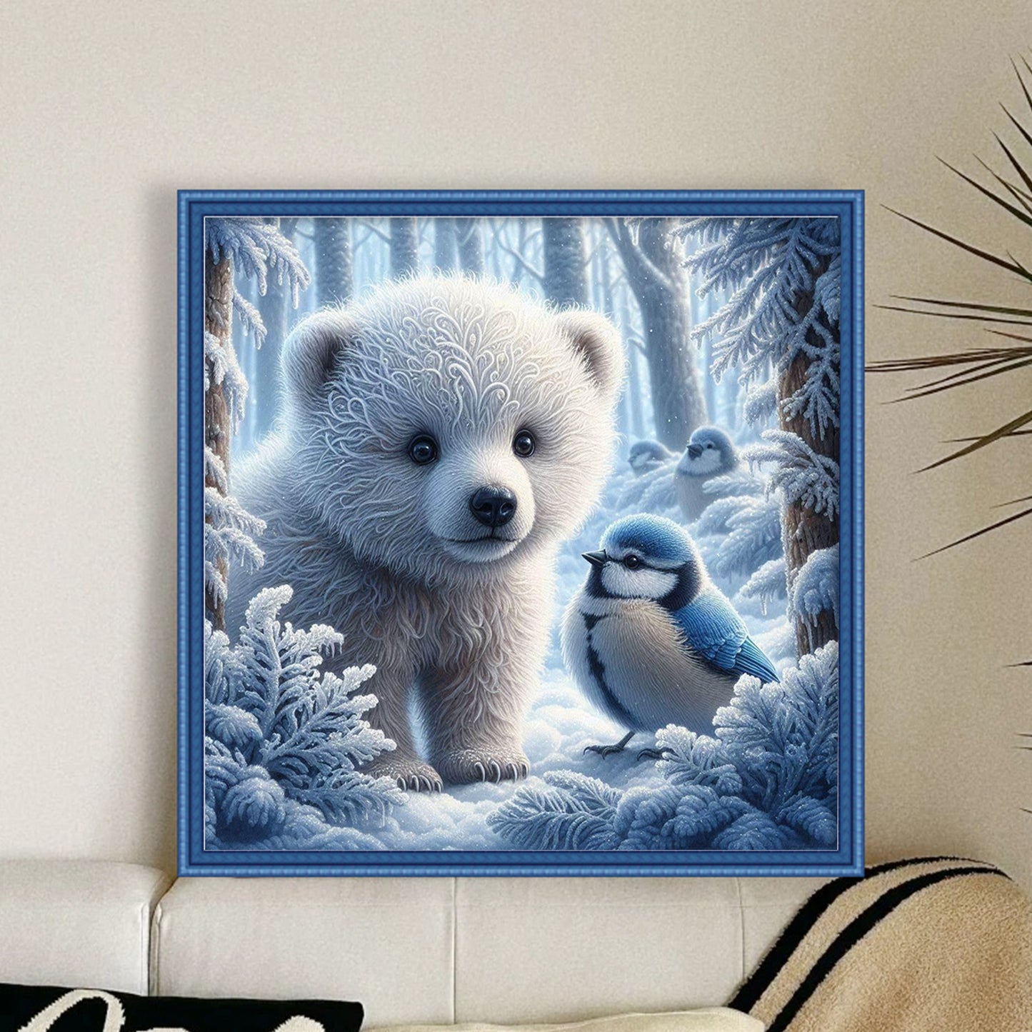 Polar Bear - Full 11CT Stamped Cross Stitch 40x40CM - Huacan