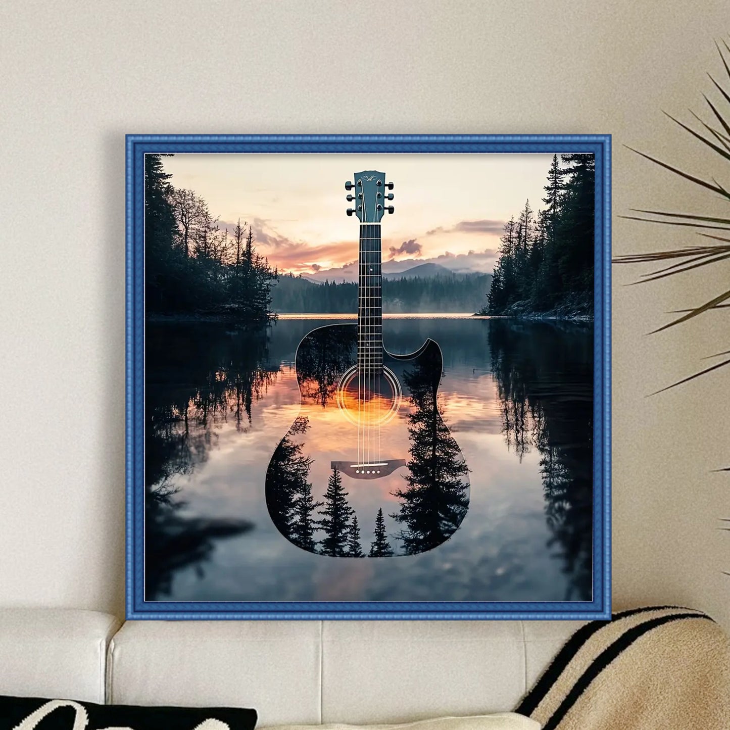 Silhouette - Guitar Forest - Full 11CT Stamped Cross Stitch 40x40CM - Huacan