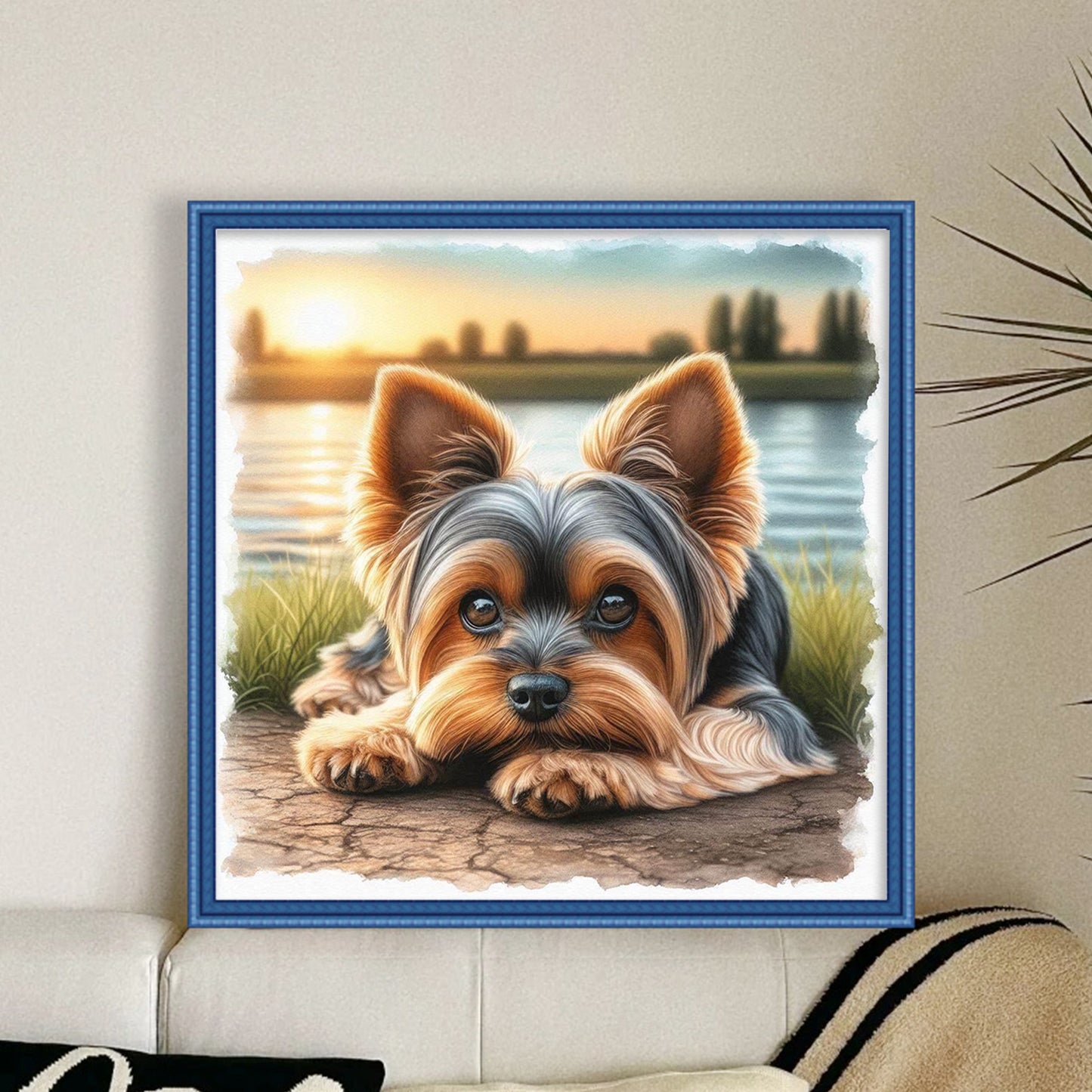 Yorkshire Terrier-Dog - Full 11CT Stamped Cross Stitch 40x40CM - Huacan