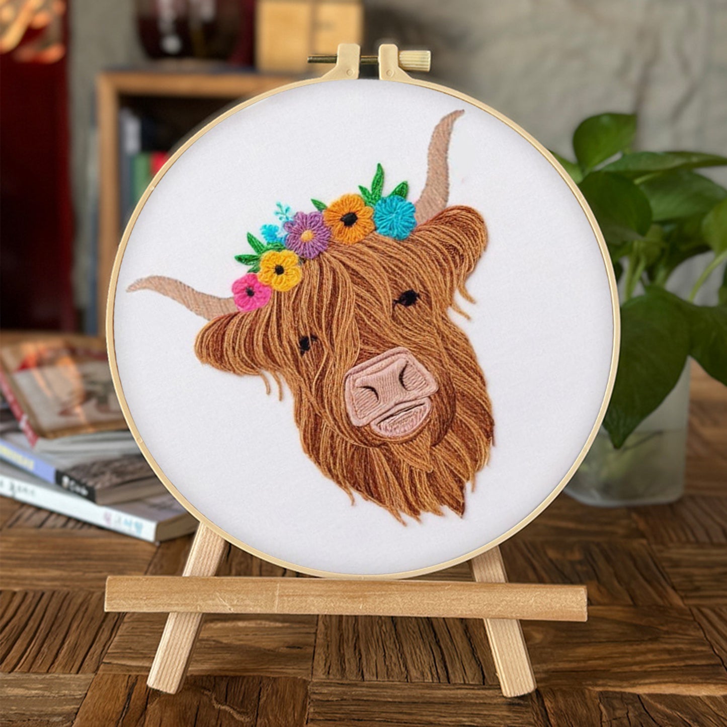 3PCS Yak - DIY Embroidery Cross Stitch Kit with Pattern Cotton Threads Needles Hoop 30x30CM/11.81x11.81in
