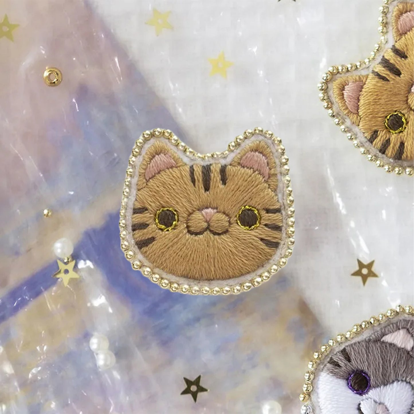 Yellow Cat Brooch DIY Embroidery Kit 3.5x3.5cm w/Embroidery Hoop for Beginners