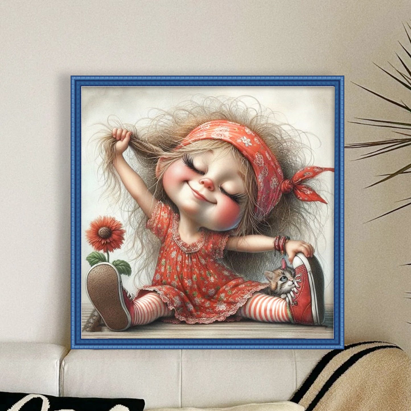 Girl - Full 11CT Stamped Cross Stitch 40x40CM - Huacan