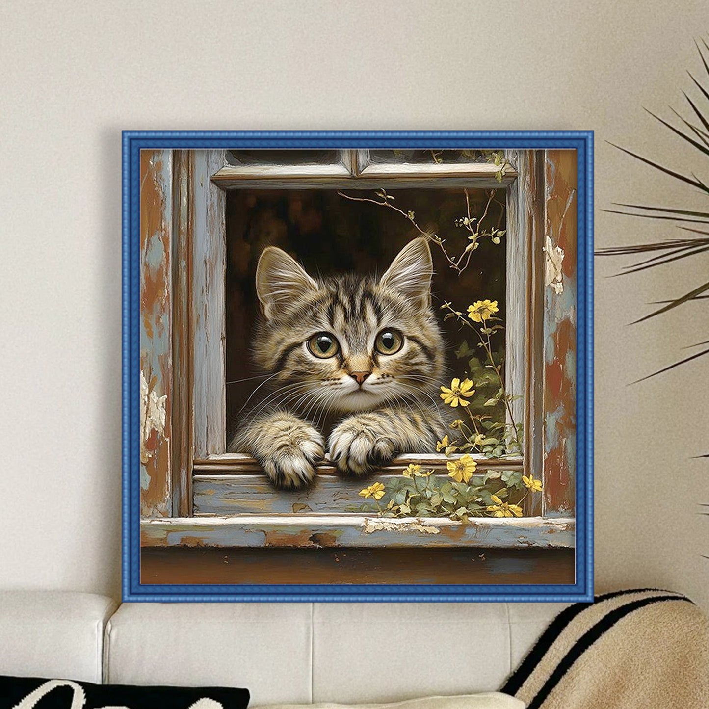 Cat - Full 11CT Counted Cross Stitch 40x40CM - Huacan