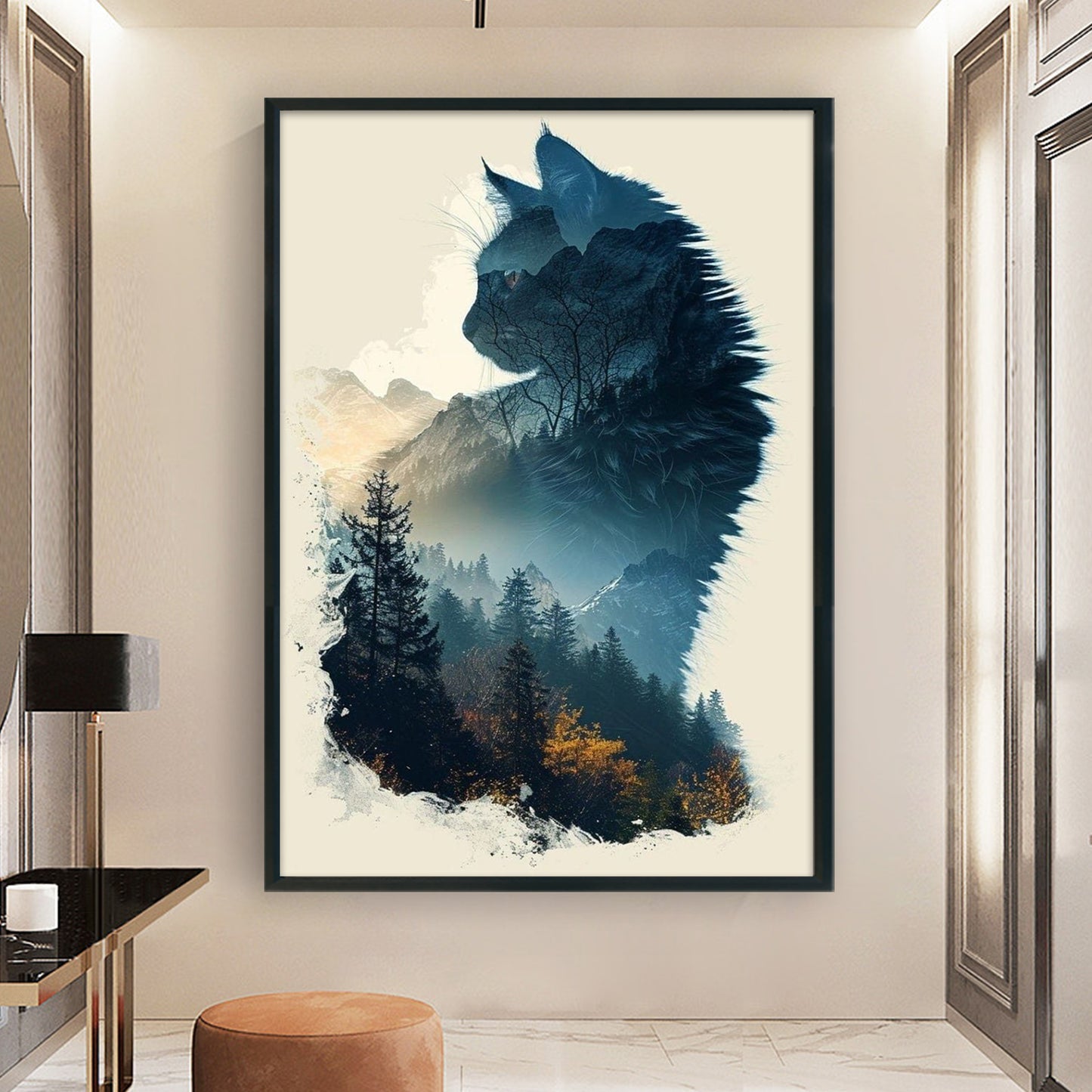 Silhouette - Cat - Full 11CT Stamped Cross Stitch 40x60CM - Huacan