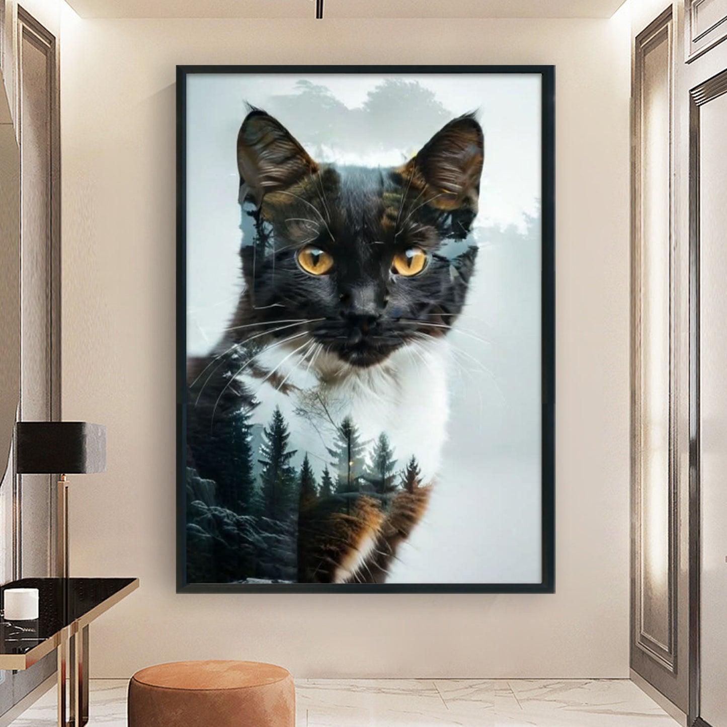 Silhouette - Cat - Full 11CT Stamped Cross Stitch 40x60CM - Huacan