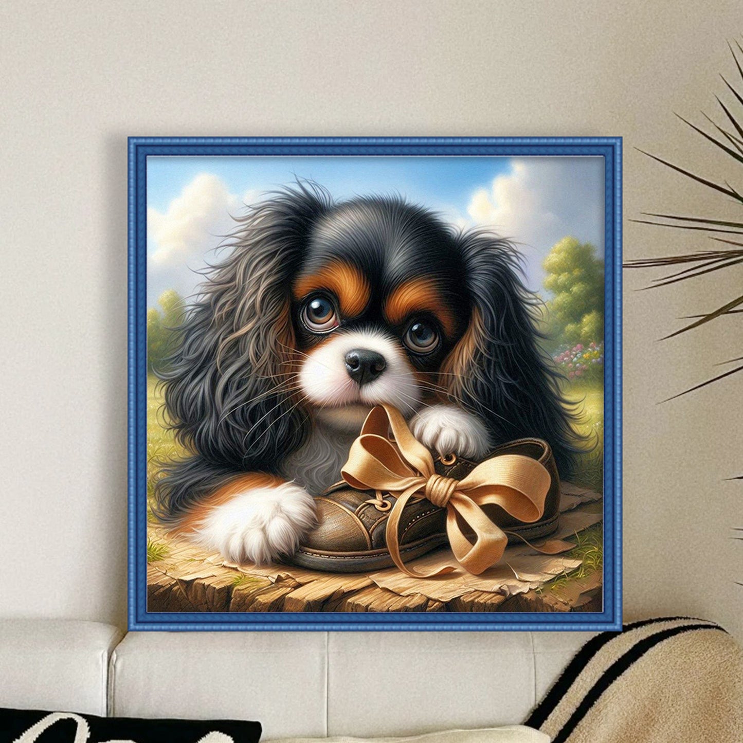 Cavalier King Charles Spaniel-Dog - Full 14CT Counted Cross Stitch 40x40CM - Yishu