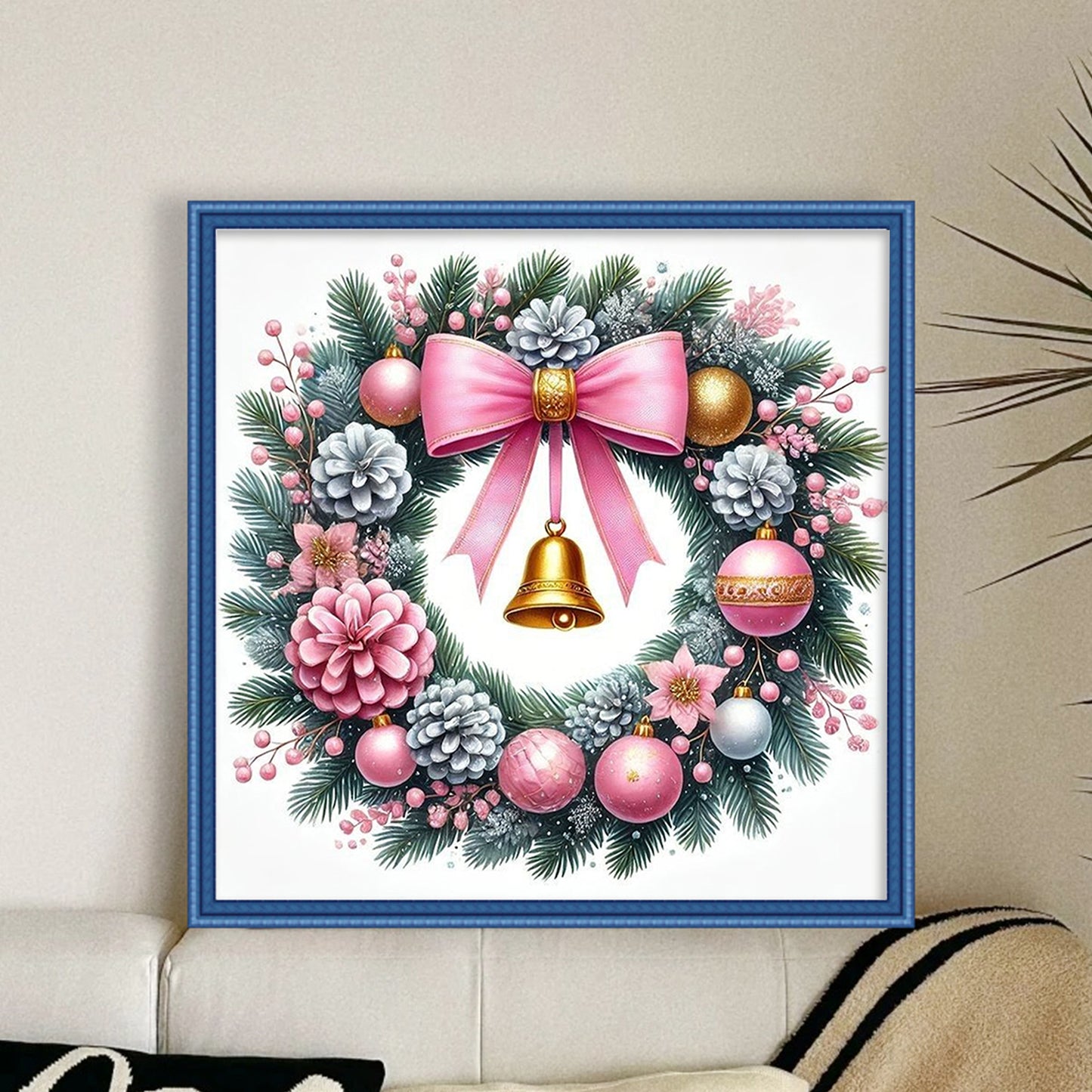Flower Wreath - Full 14CT Stamped Cross Stitch 40x40CM - Huacan