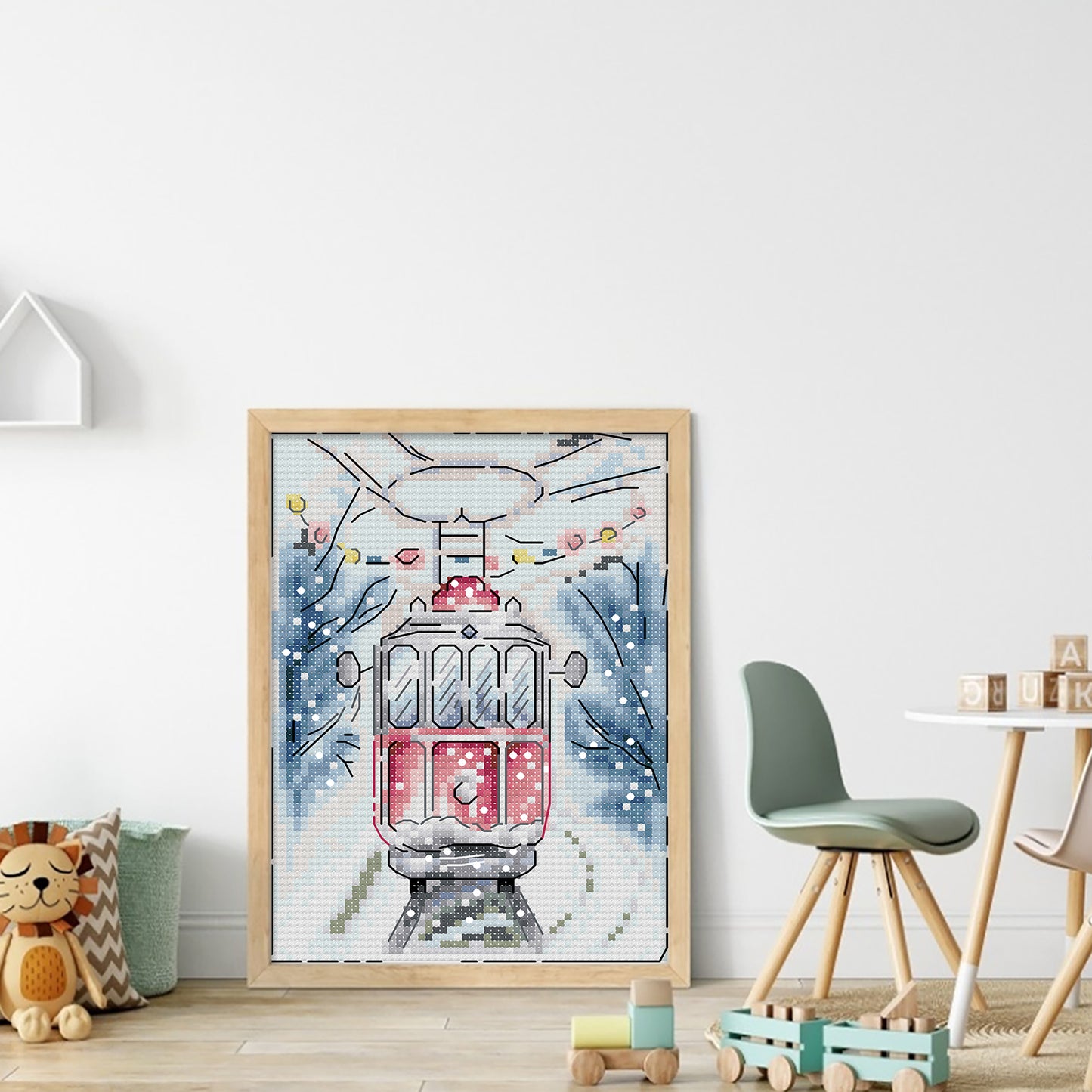 Winter Snow Scene - Full 14CT Stamped Cross Stitch 15x19CM - Joy Sunday Backstitch