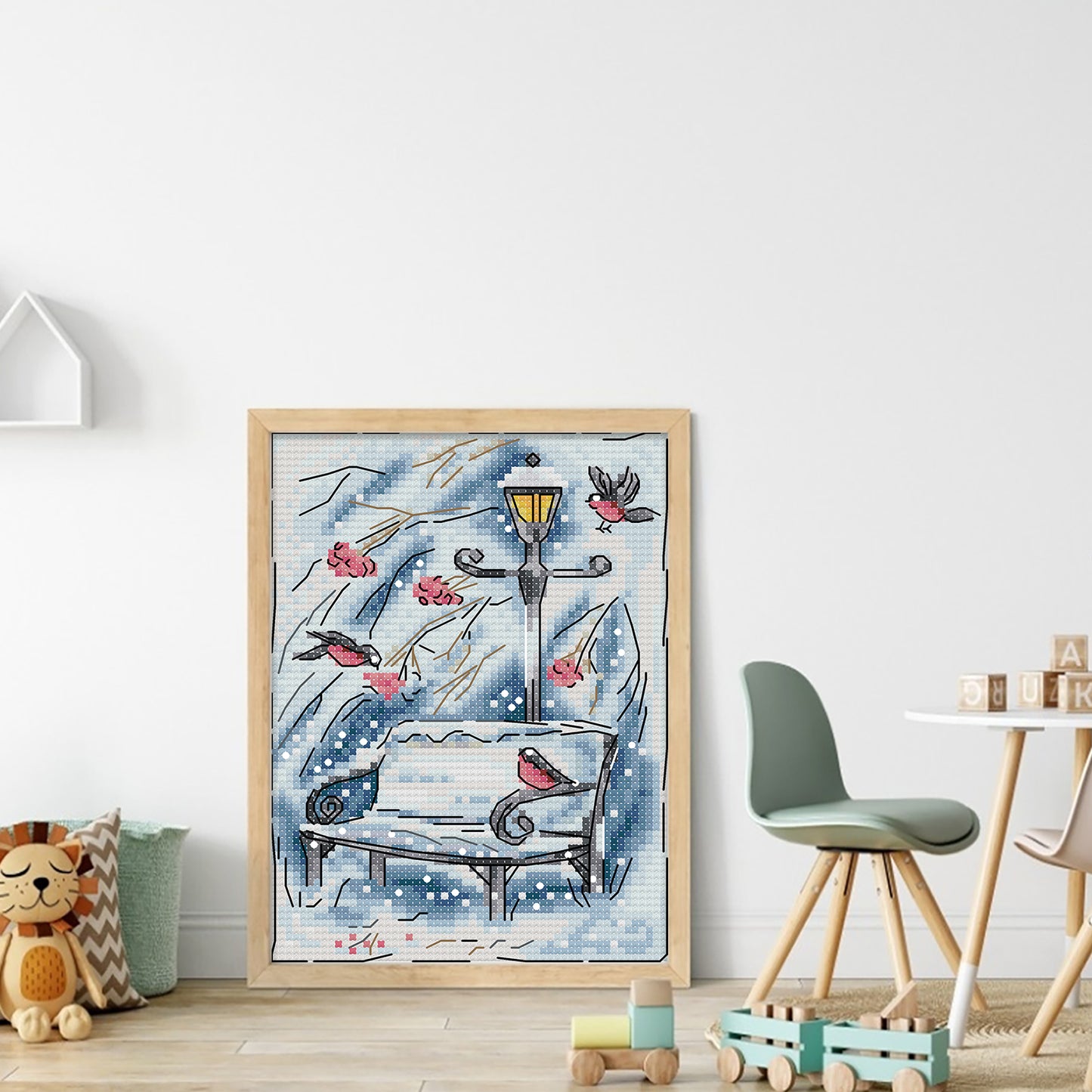 Winter Snow Scene - Full 14CT Stamped Cross Stitch 15x19CM - Joy Sunday Backstitch