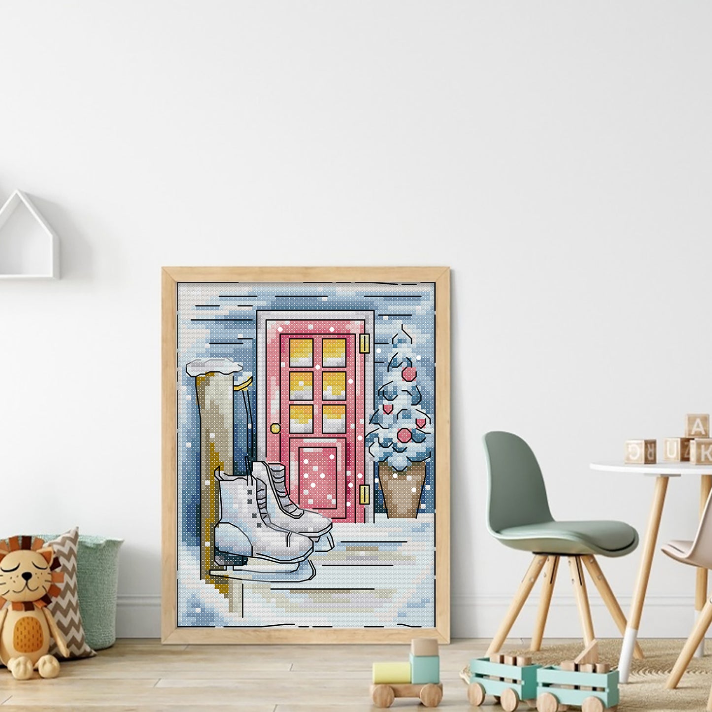 Winter Snow Scene - Full 14CT Stamped Cross Stitch 15x18CM - Joy Sunday Backstitch