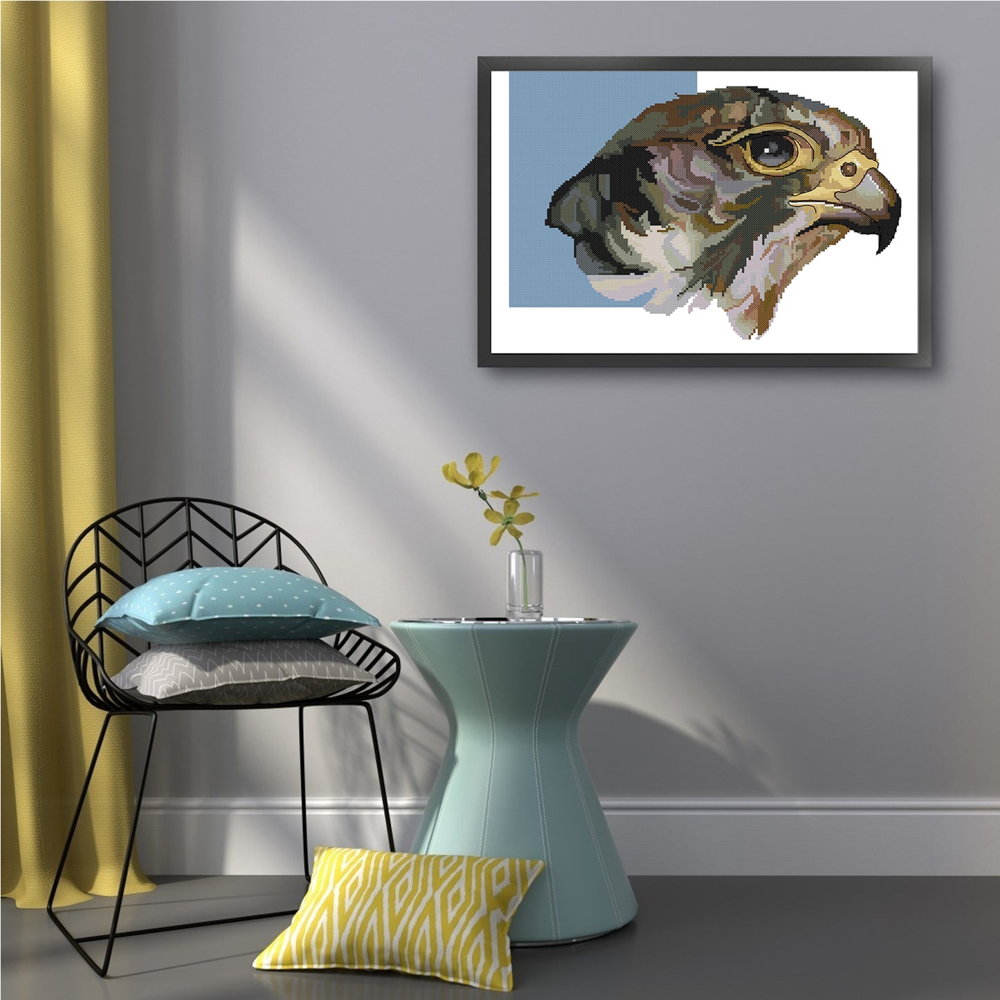 Falcon - Partial 14CT Stamped Cross Stitch 42x31CM - Joy Sunday Backstitch