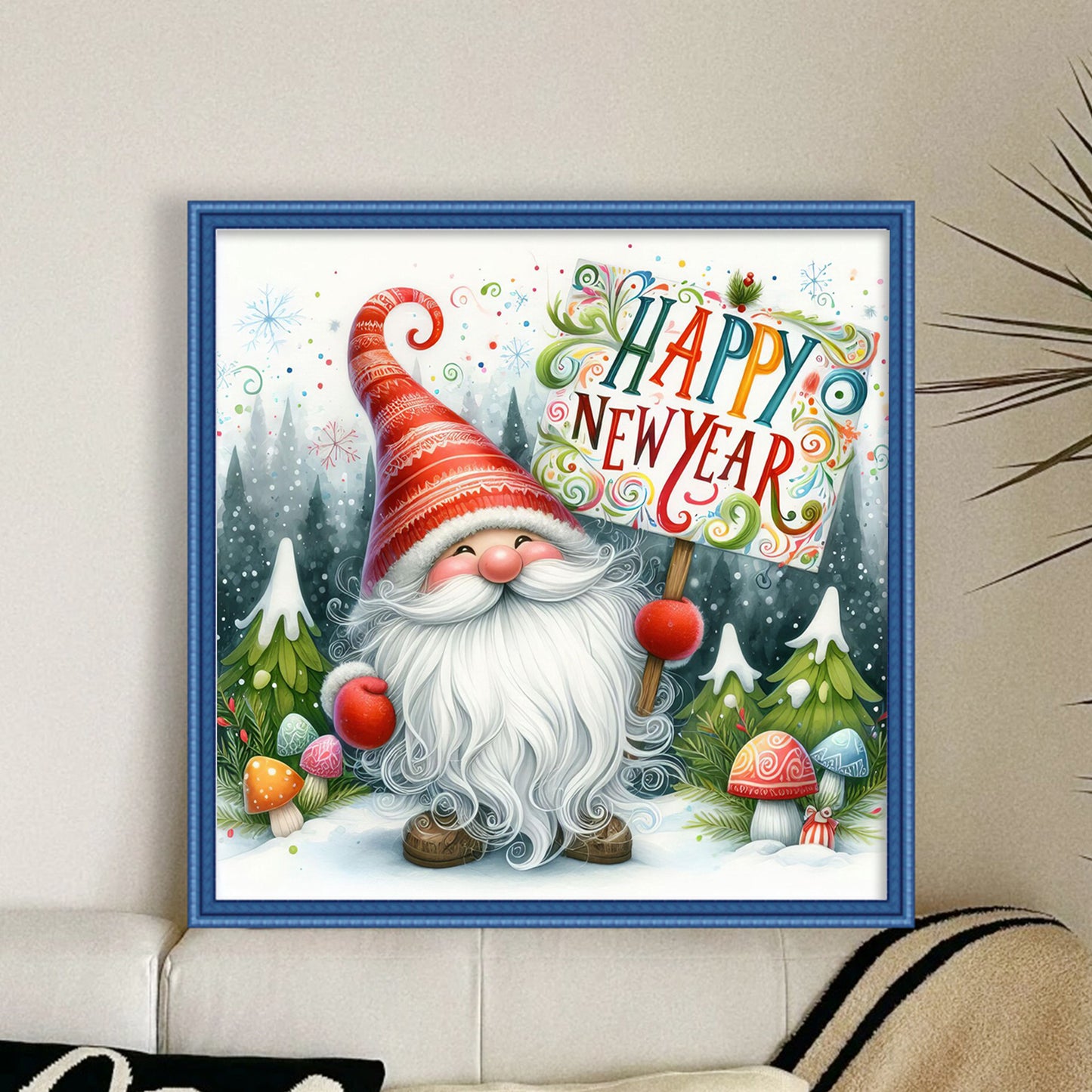 Gnome - Full 11CT Stamped Cross Stitch 45x45CM - Huacan