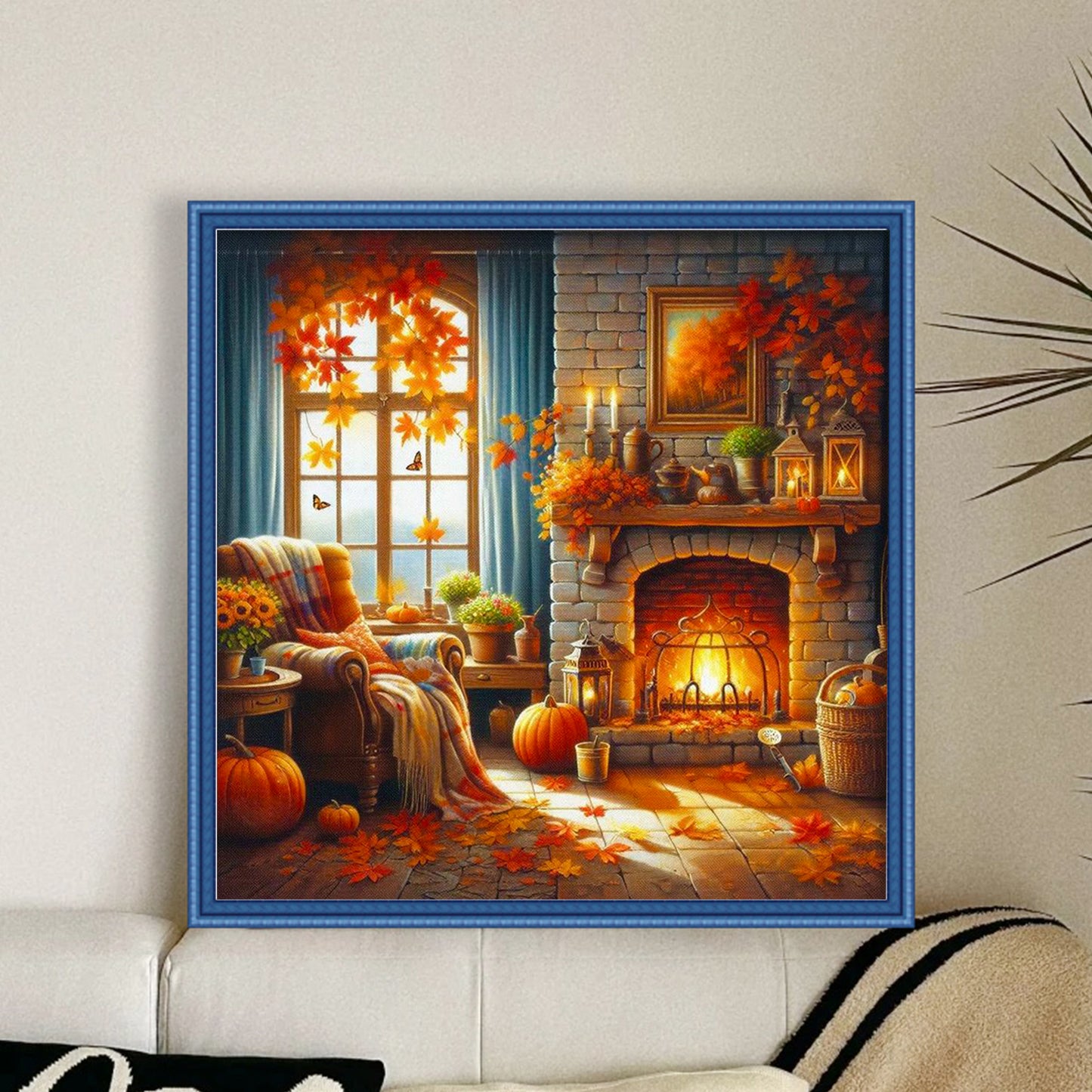 Autumn Living Room - Full 11CT Stamped Cross Stitch 45x45CM - Huacan
