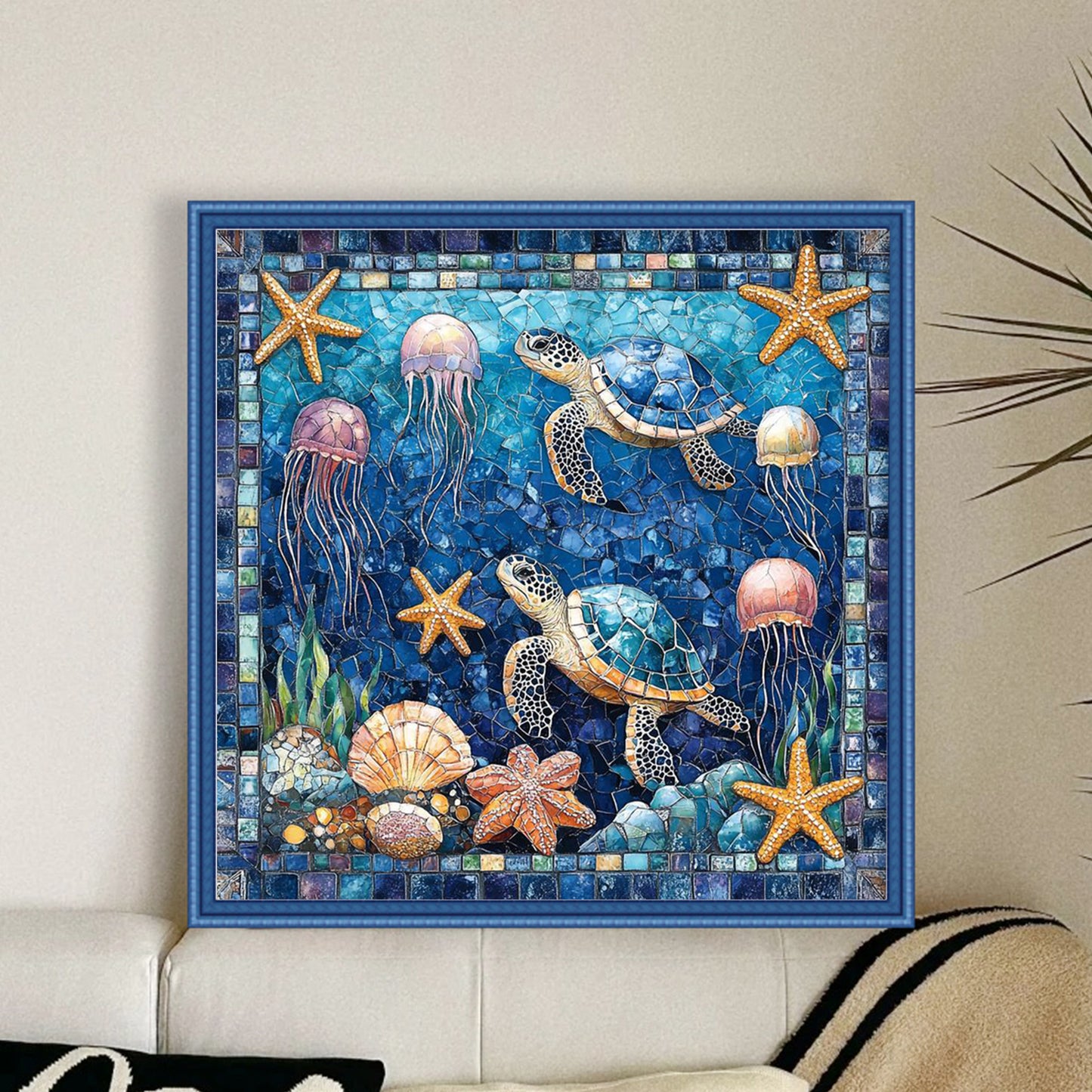 Stained Glass Turtle - Full 11CT Stamped Cross Stitch 45x45CM - Huacan