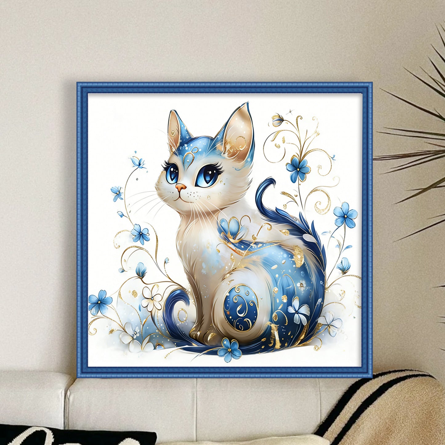 Cat - Full 11CT Stamped Cross Stitch 40x40CM - Huacan