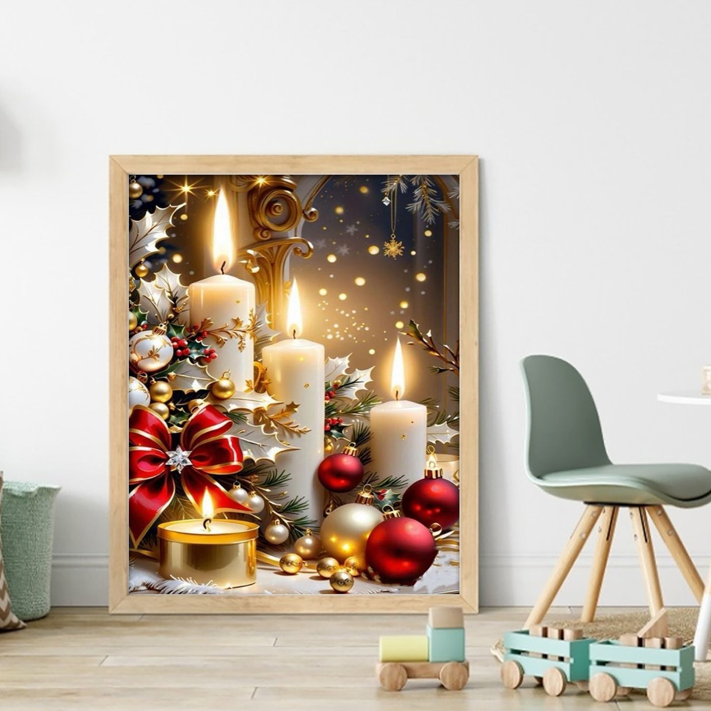 Christmas Candle - Full 11CT Stamped Cross Stitch 40x50CM - Huacan