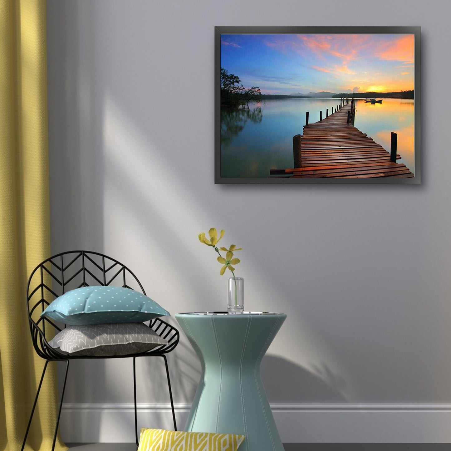 Wooden Bridge At Sunset - Full 11CT Stamped Cross Stitch 50x40CM - Huacan