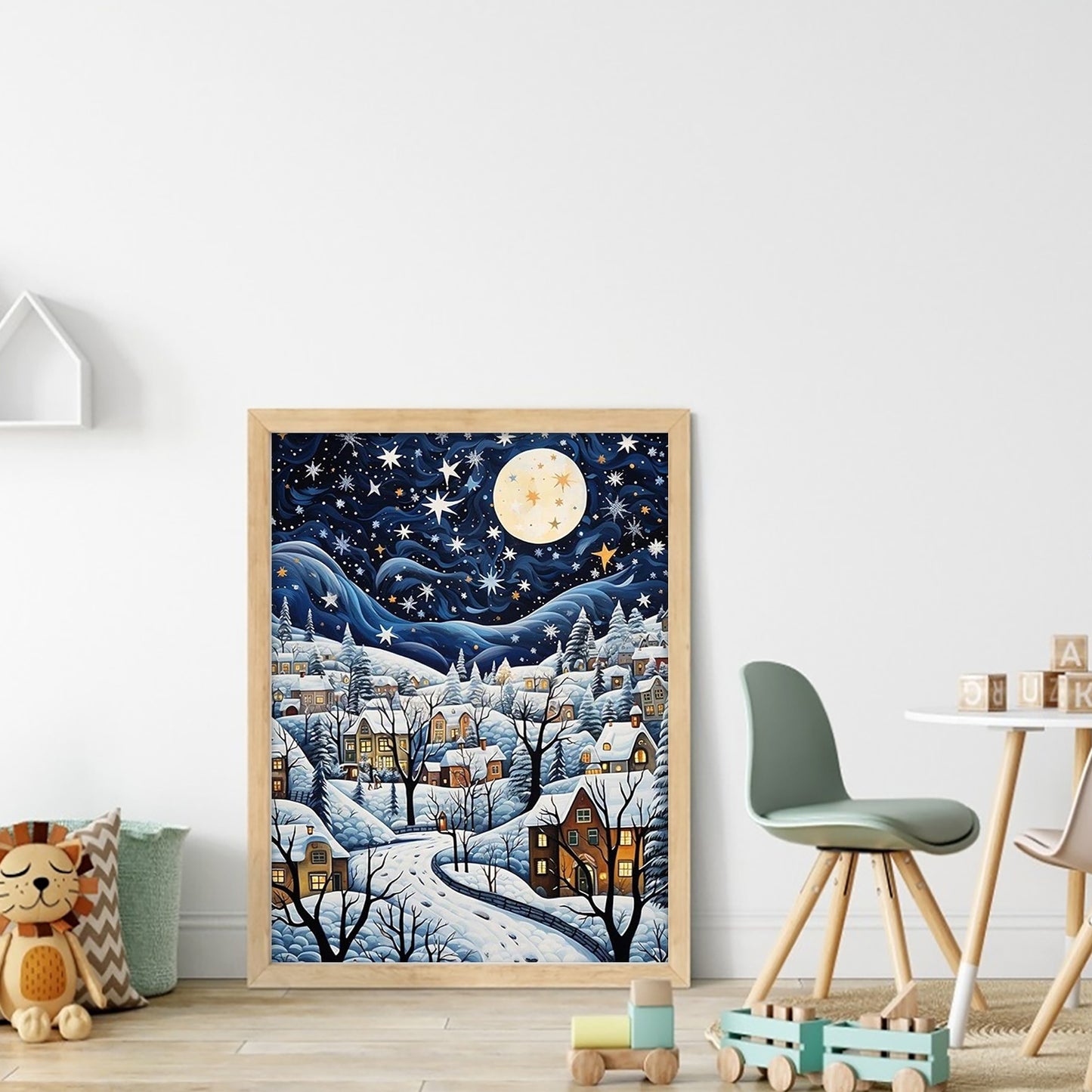 Snow Scene - Full 11CT Stamped Cross Stitch 40x55CM - Huacan