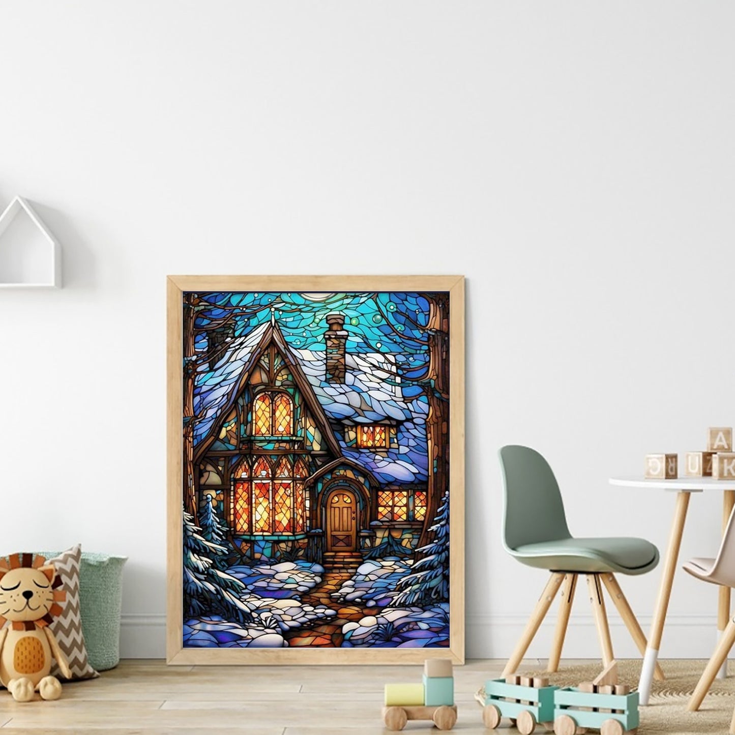 Stained Glass Hut - Full 11CT Stamped Cross Stitch 40x55CM - Huacan