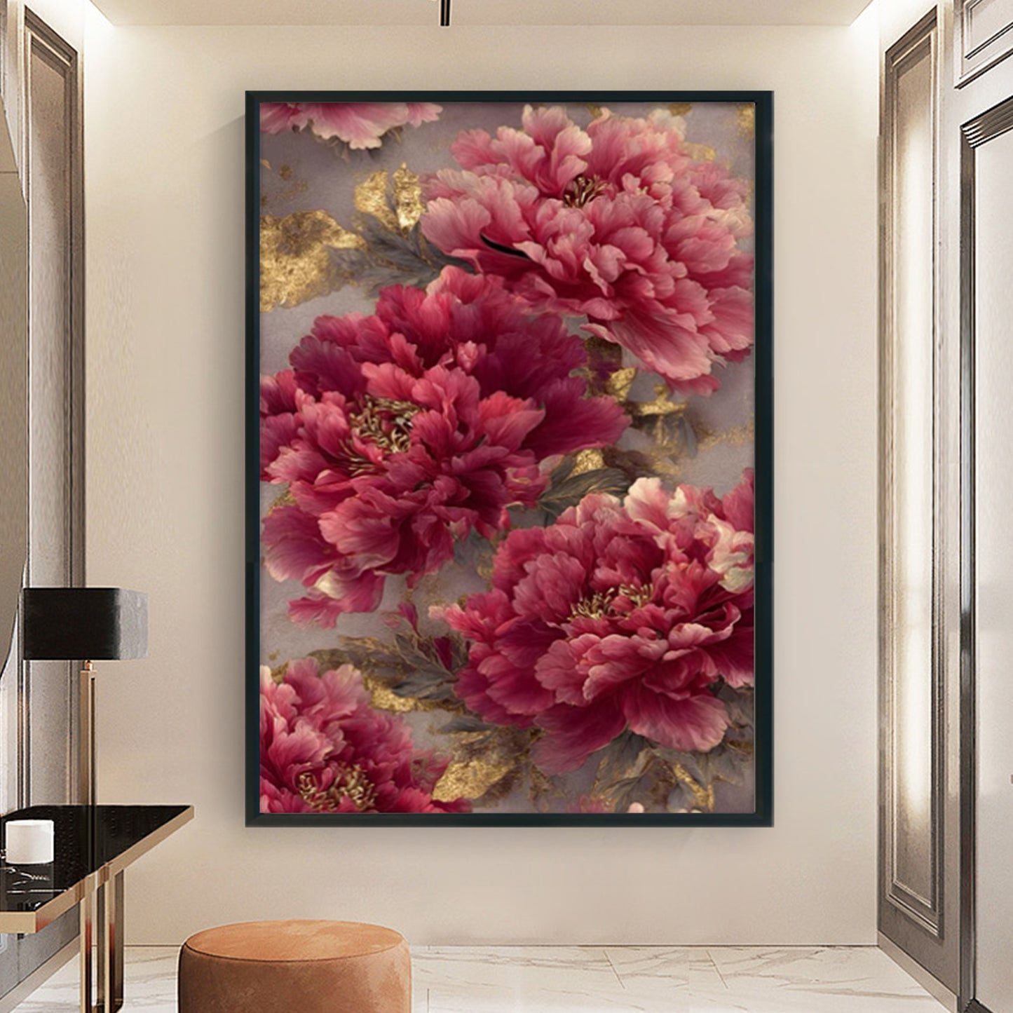 Blooming Peonies In Full Prosperity - Full 11CT Stamped Cross Stitch 70x50CM - Mona Lisa