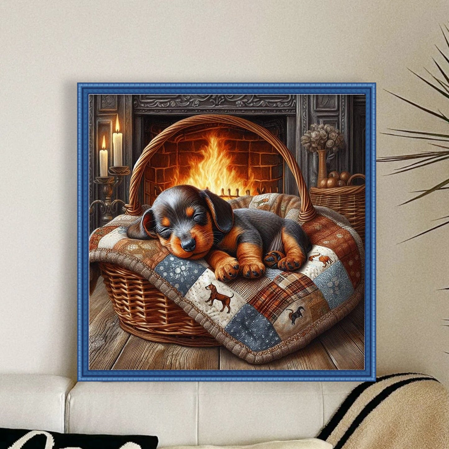 Sleeping Dachshund - Full 11CT Stamped Cross Stitch 45x45CM - Yishu