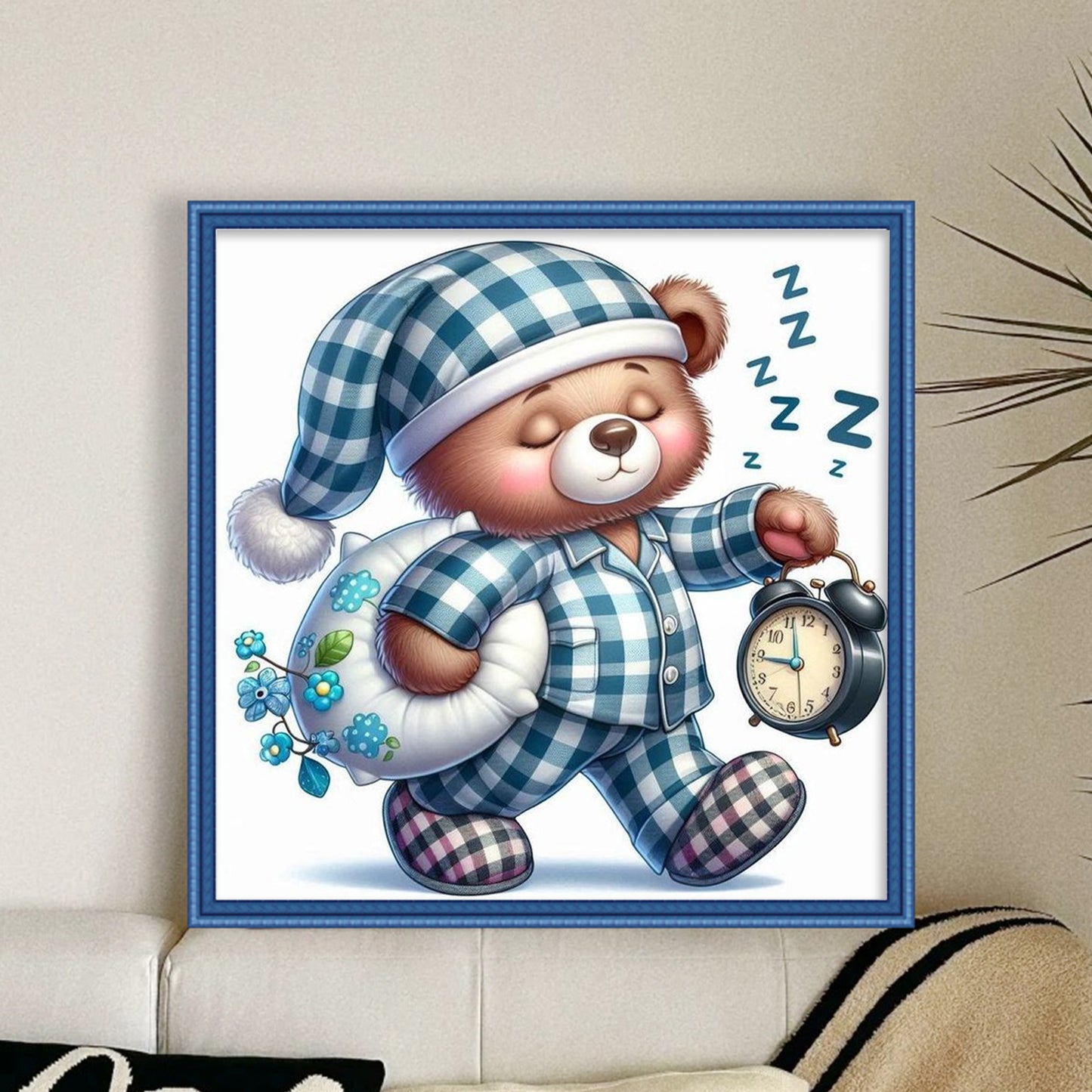 Sleeping Bear - Full 18CT Stamped Cross Stitch 25x25CM - Huacan