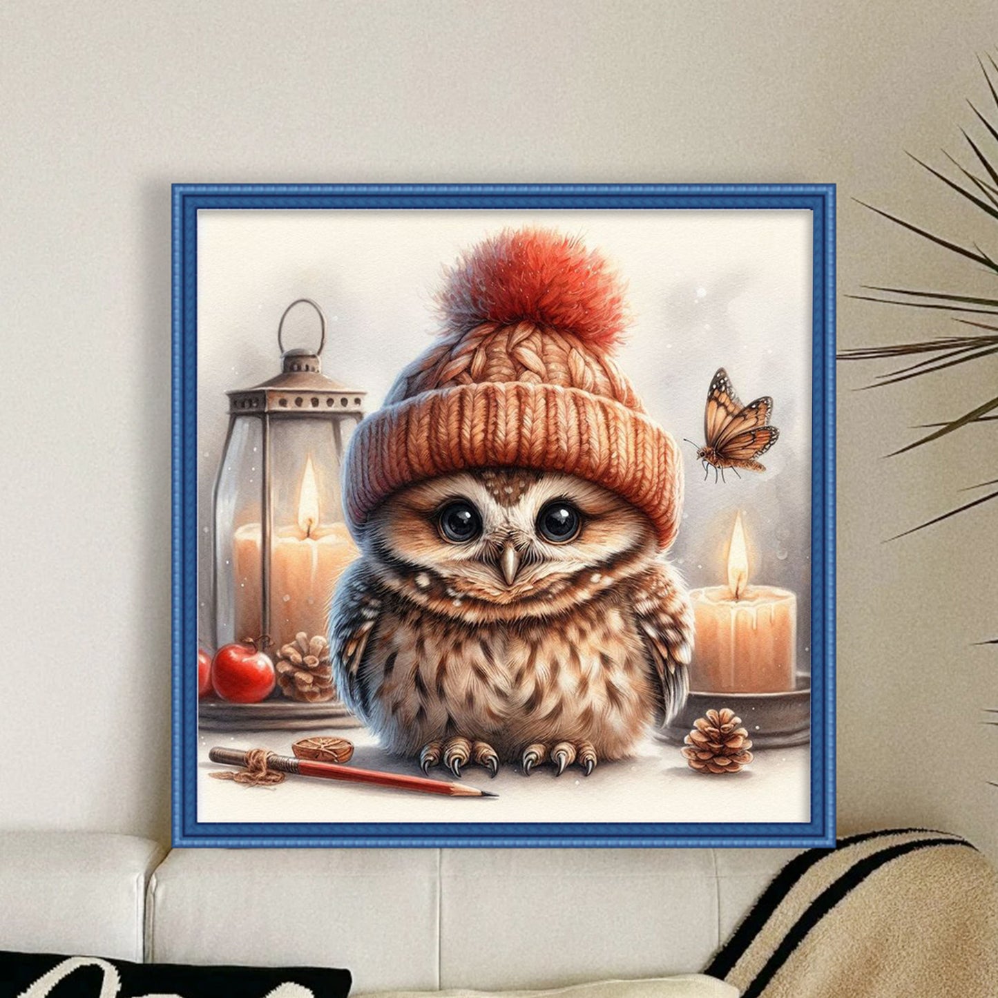 Owl - Full 18CT Stamped Cross Stitch 25x25CM - Huacan