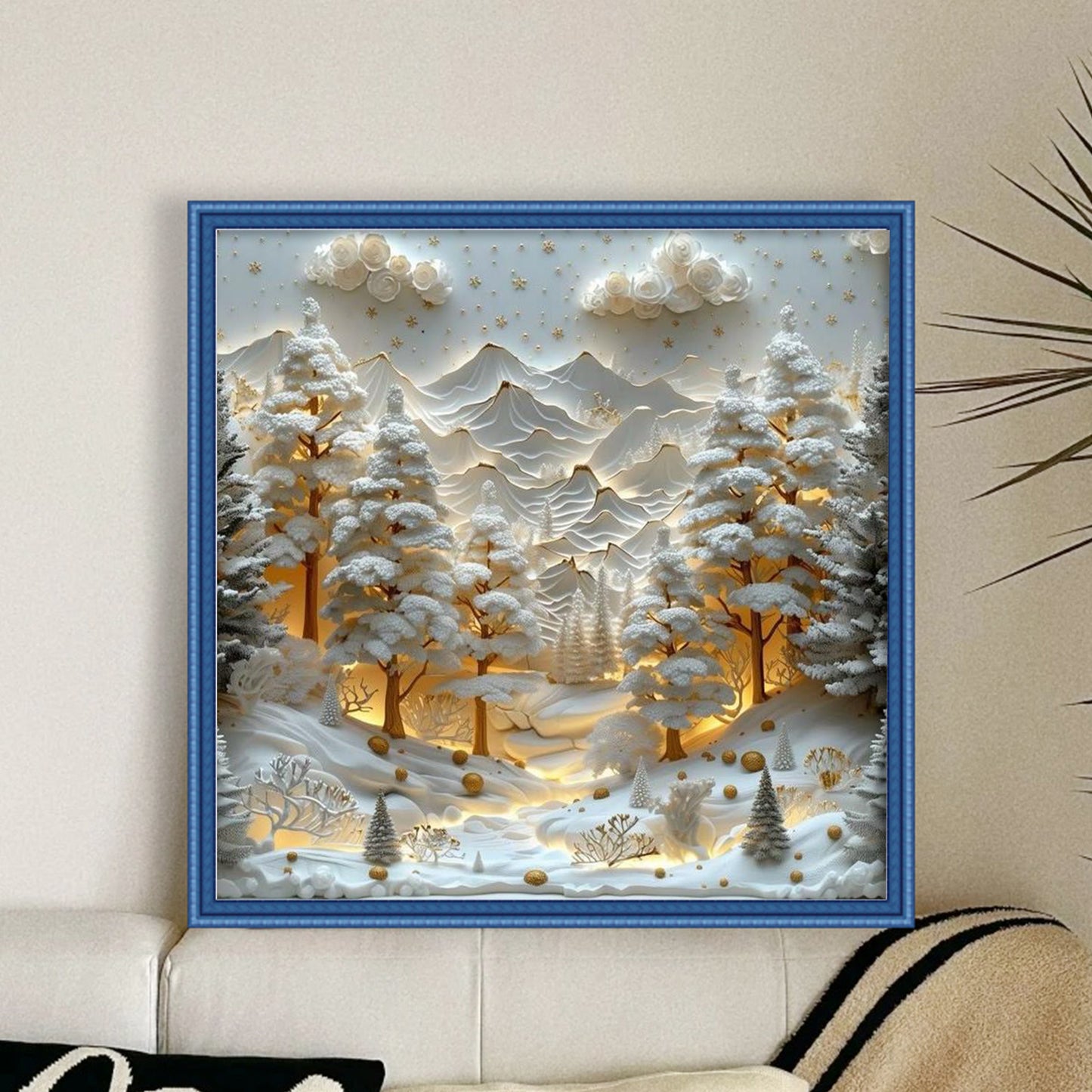 Winter Hut - Full 14CT Stamped Cross Stitch 45x45CM - Huacan