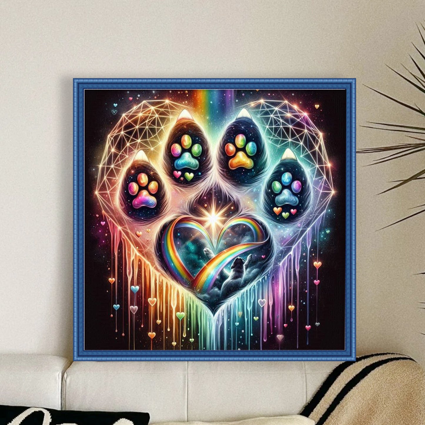 Paw Silhouette - Full 18CT Stamped Cross Stitch 40x40CM - Huacan