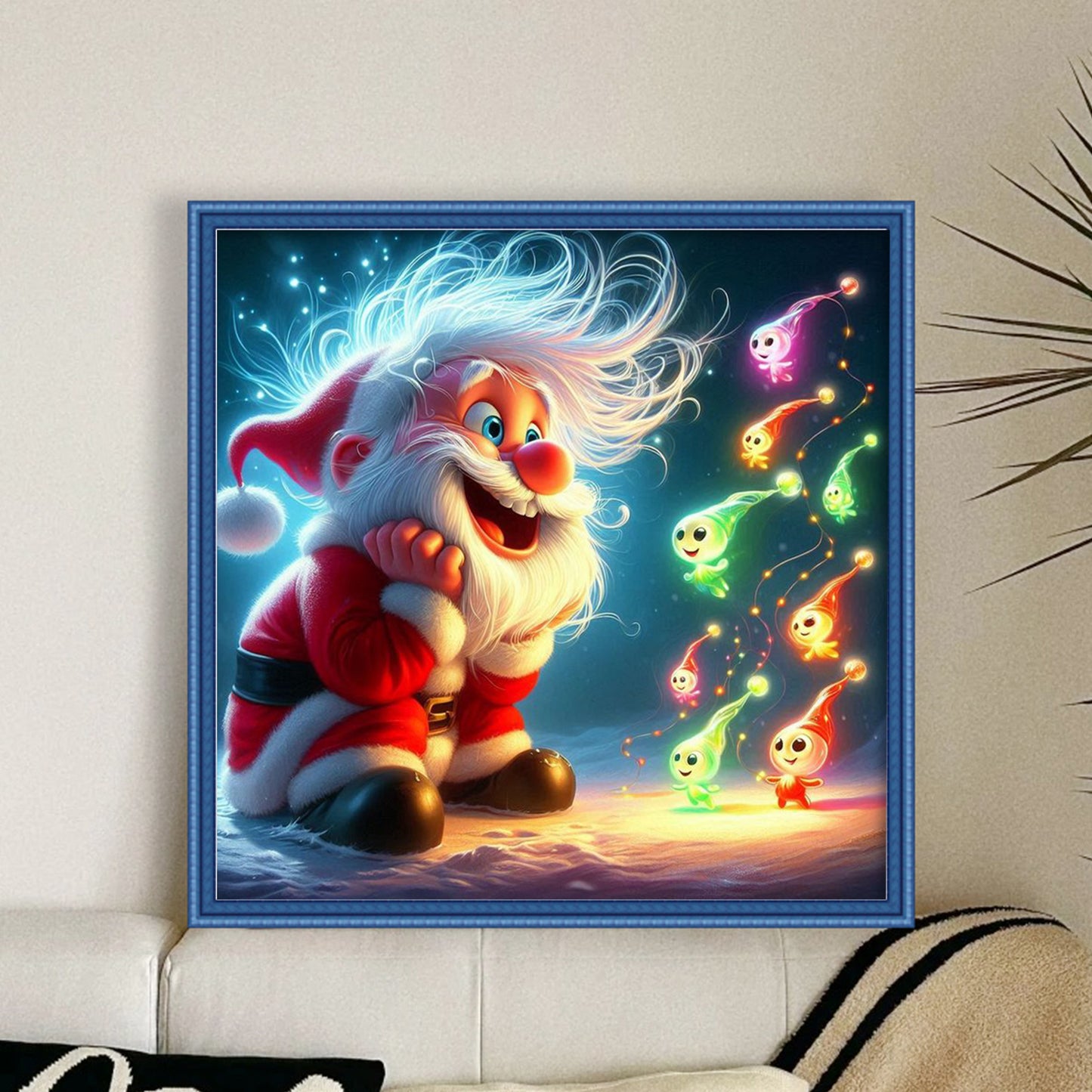 Santa Claus And Elf - Full 11CT Stamped Cross Stitch 40x40CM - Huacan