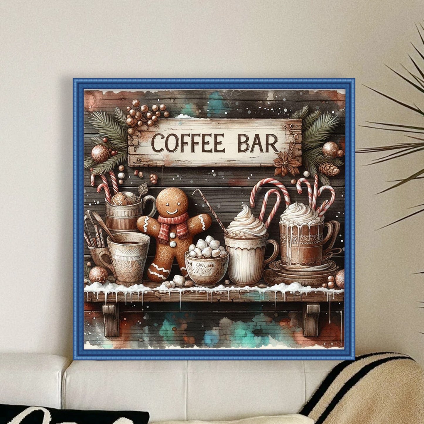 Christmas Drinks - Full 11CT Stamped Cross Stitch 45x45CM - Huacan