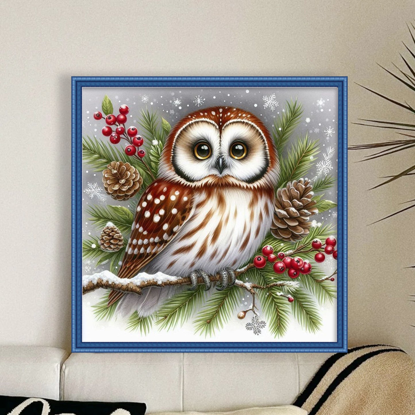 Owl - Full 11CT Stamped Cross Stitch 40x40CM - Huacan