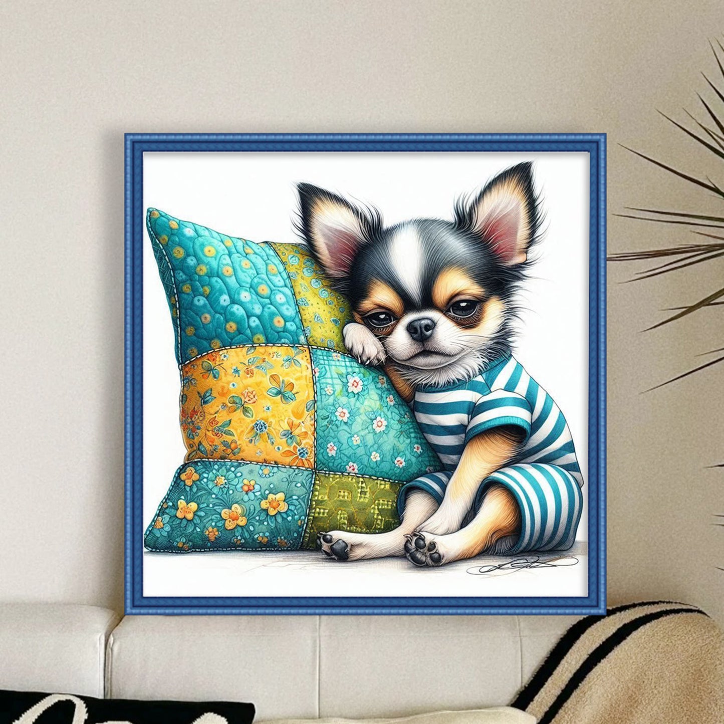 Chihuahua-Dog - Full 11CT Stamped Cross Stitch 40x40CM - Yishu