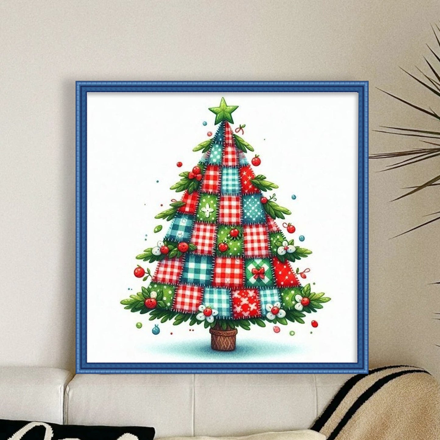 Patchwork Christmas Tree - Full 11CT Stamped Cross Stitch 40x40CM - Yishu