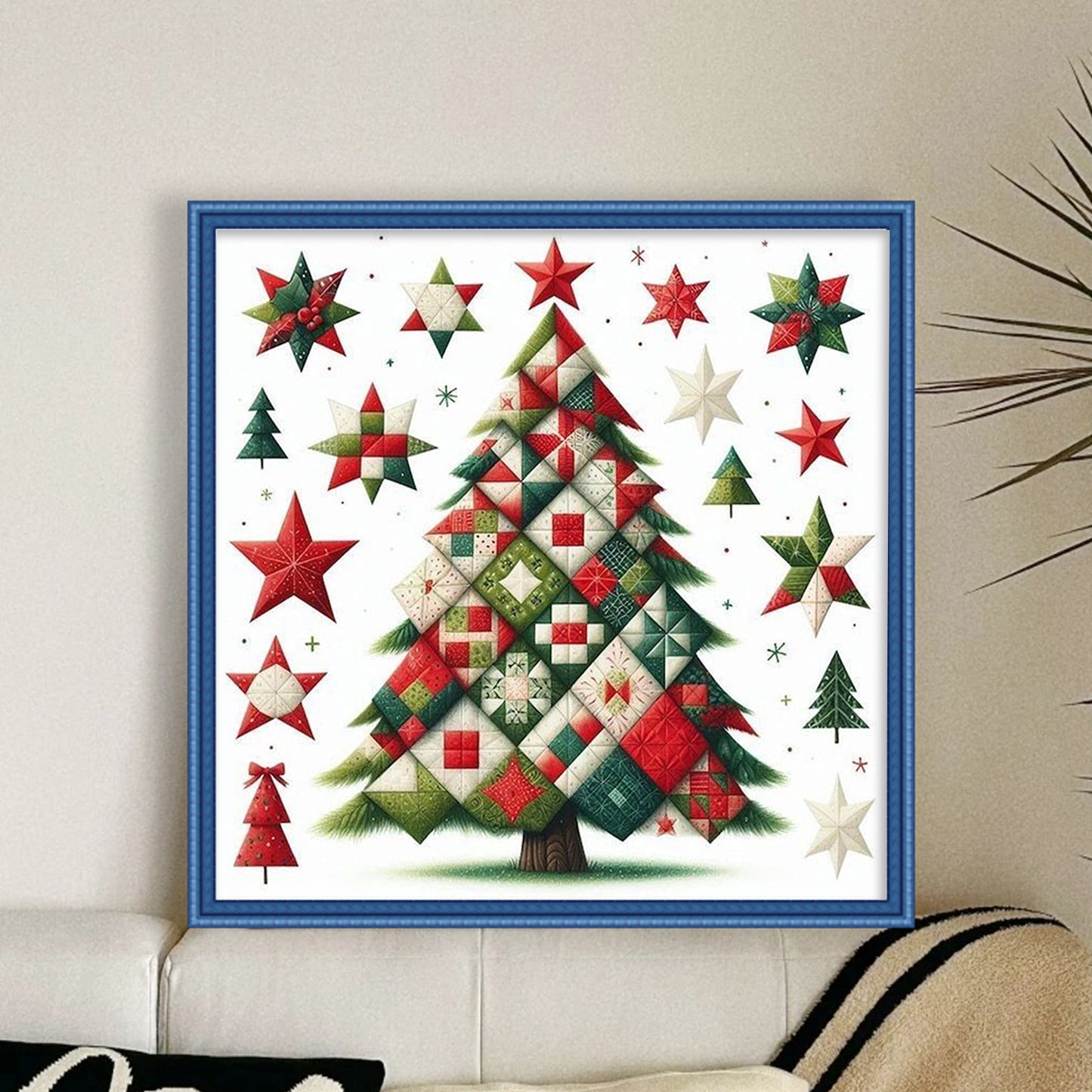 Patchwork Christmas Tree - Full 11CT Stamped Cross Stitch 40x40CM - Yishu