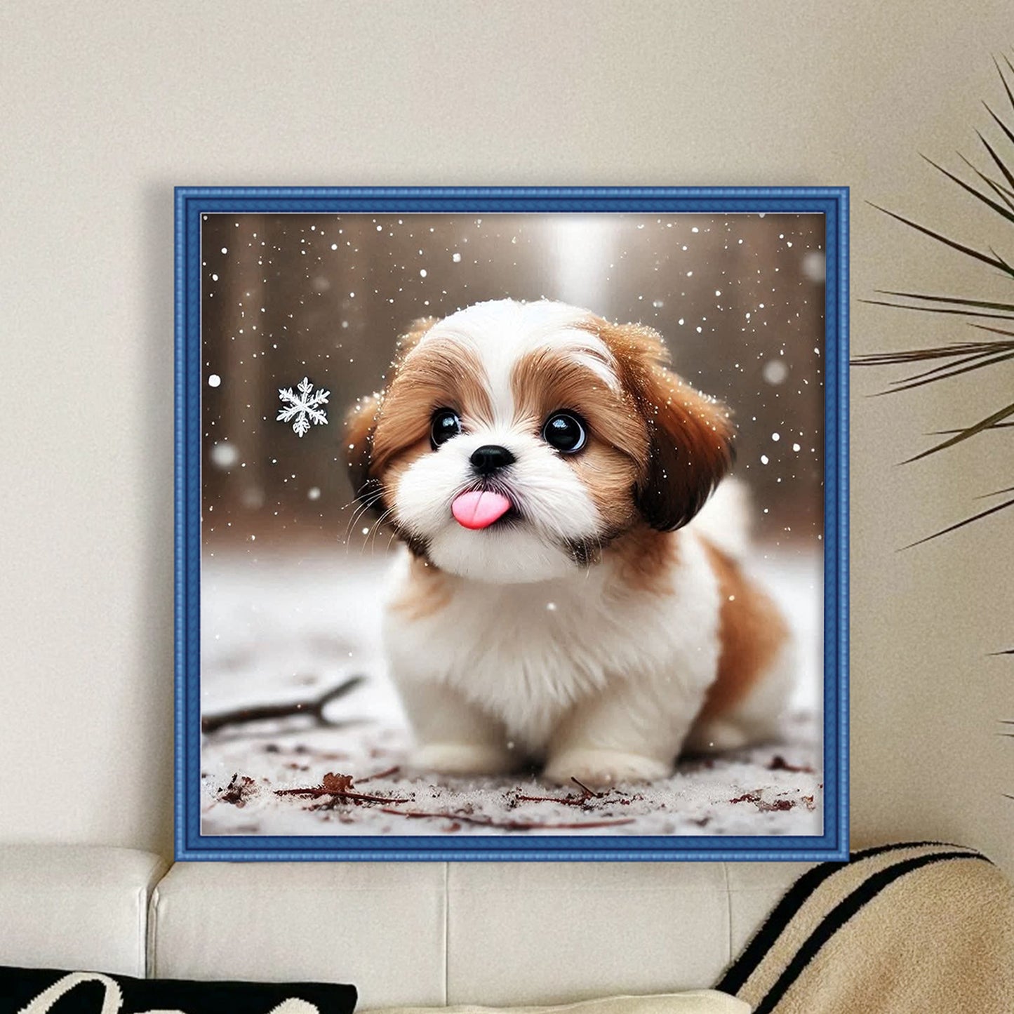 Shih Tzu In Snow-Dog - Full 11CT Stamped Cross Stitch 40x40CM - Huacan