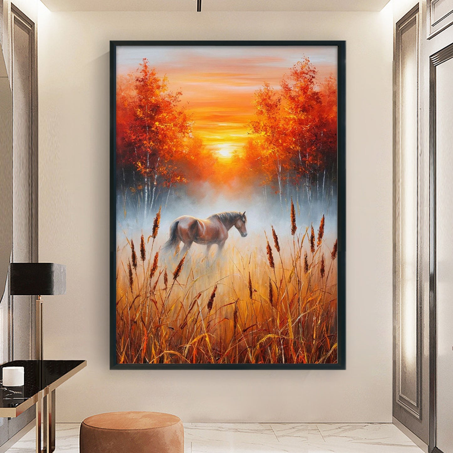 Horses At Sunset - Full 11CT Stamped Cross Stitch 40x60CM - Huacan