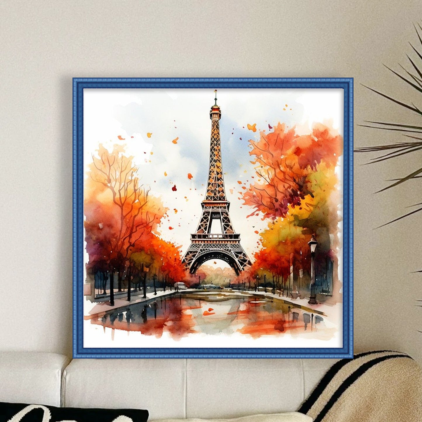 Eiffel Tower - Full 11CT Stamped Cross Stitch 40x40CM - Huacan