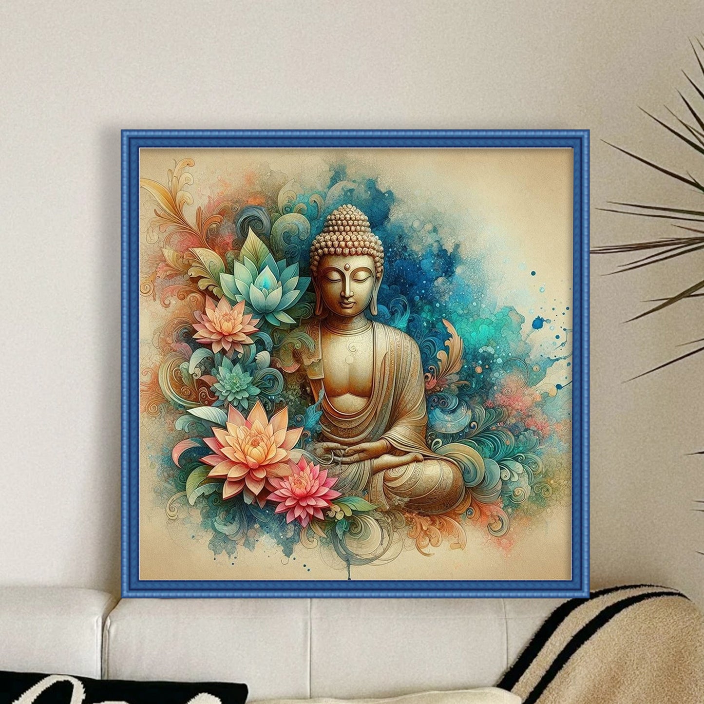 Buddha Statue - Full 11CT Stamped Cross Stitch 40x40CM - Huacan