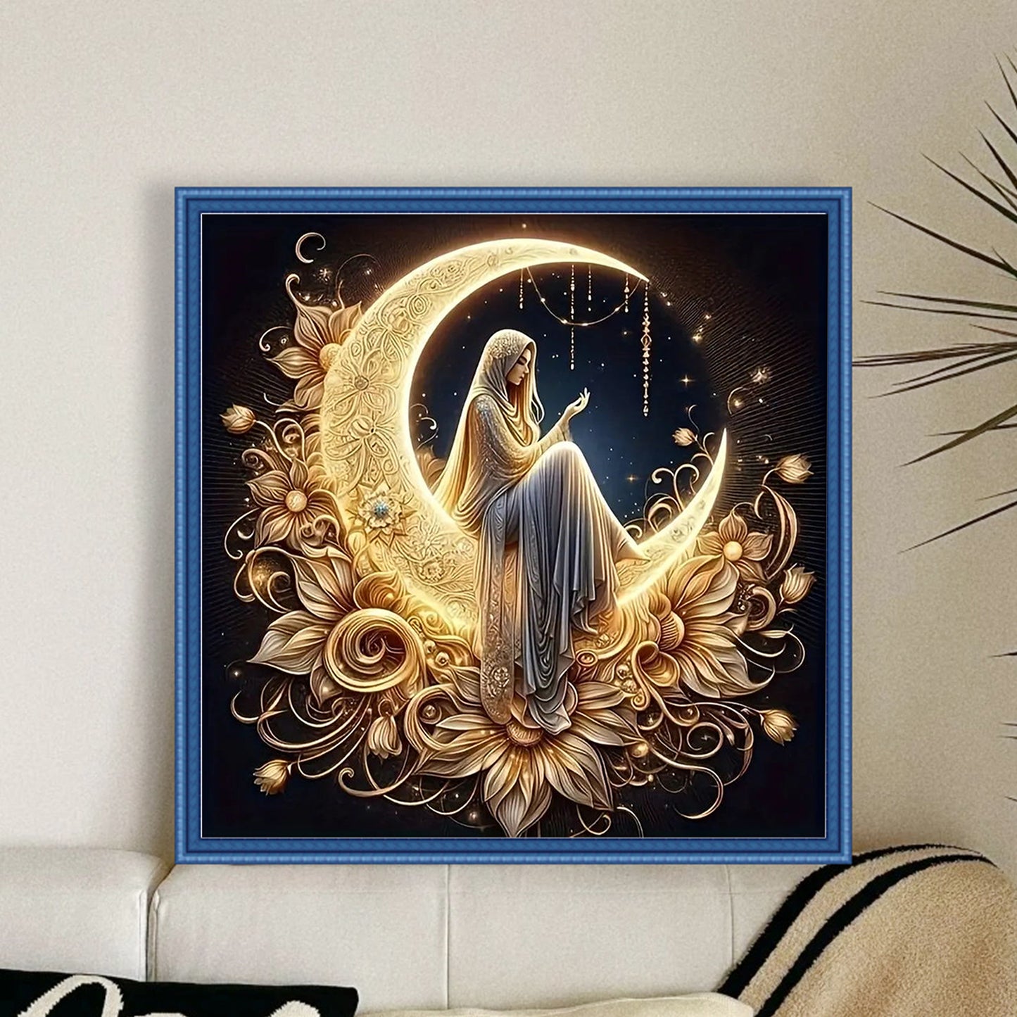 Moon Angel - Full 11CT Stamped Cross Stitch 40x40CM - Huacan