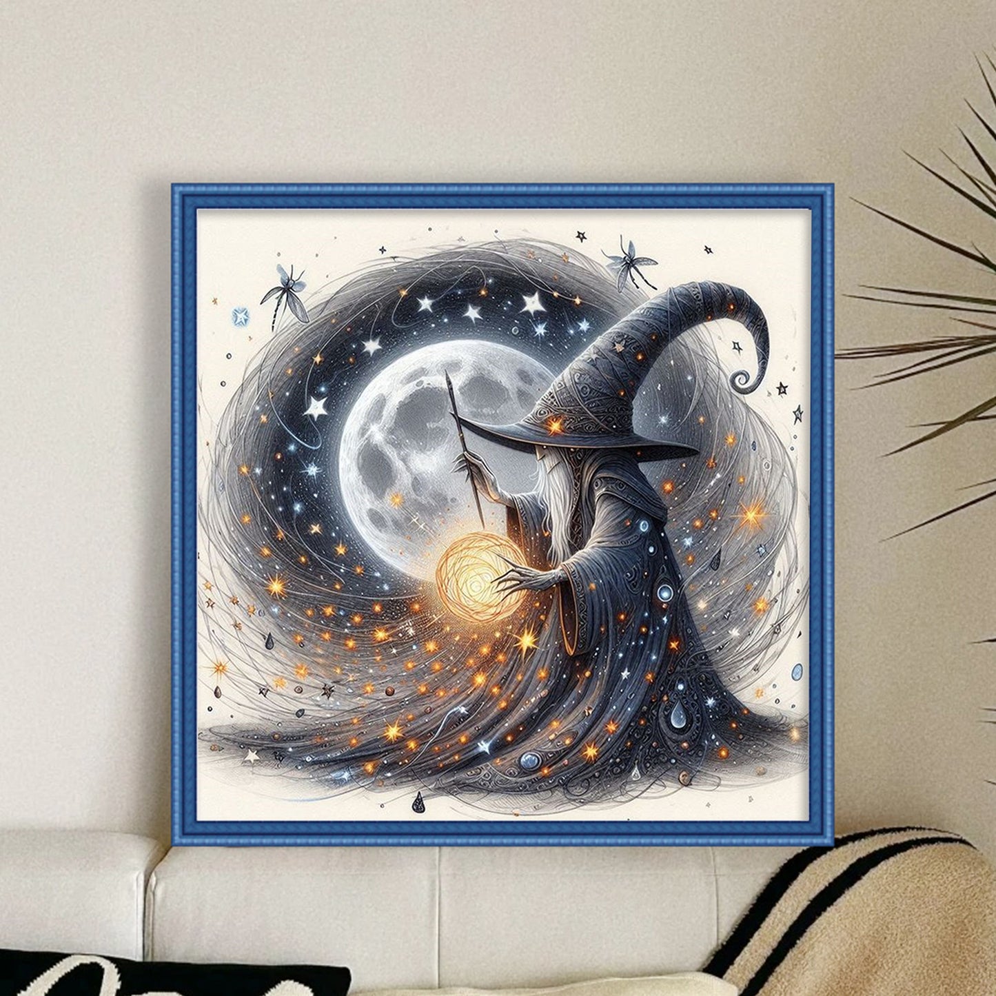 Magic Wizard - Full 11CT Stamped Cross Stitch 40x40CM - Huacan