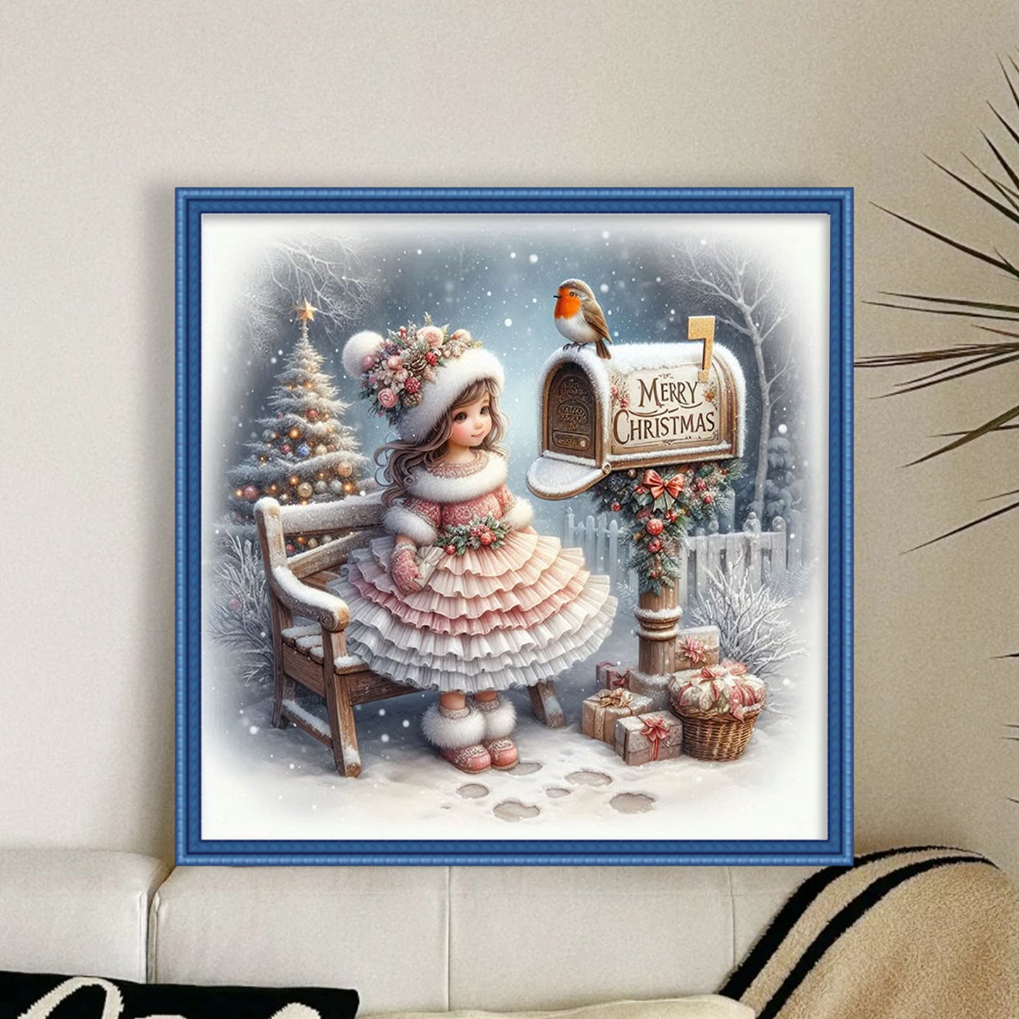 Winter Girl - Full 11CT Stamped Cross Stitch 40x40CM - Huacan