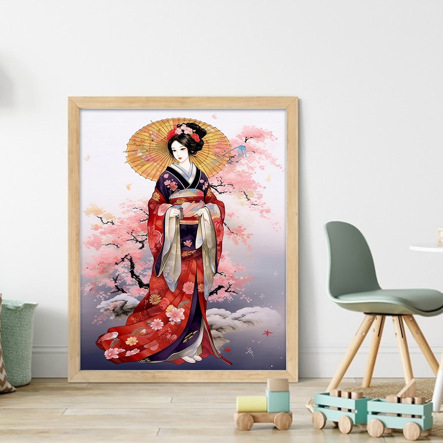 Japanese Style Geisha - Full 14CT Stamped Cross Stitch 40x50CM - Huacan