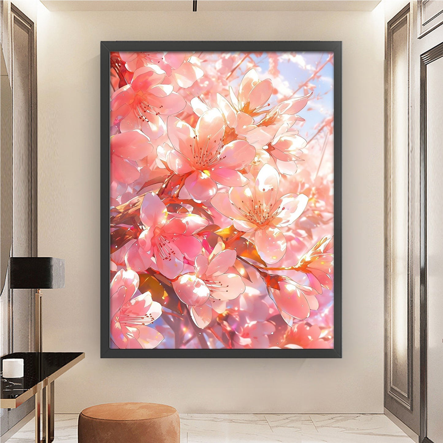 Lovely Peach Blossoms - Full 9CT Stamped Cross Stitch 65x85CM - Jun He(41Colors)