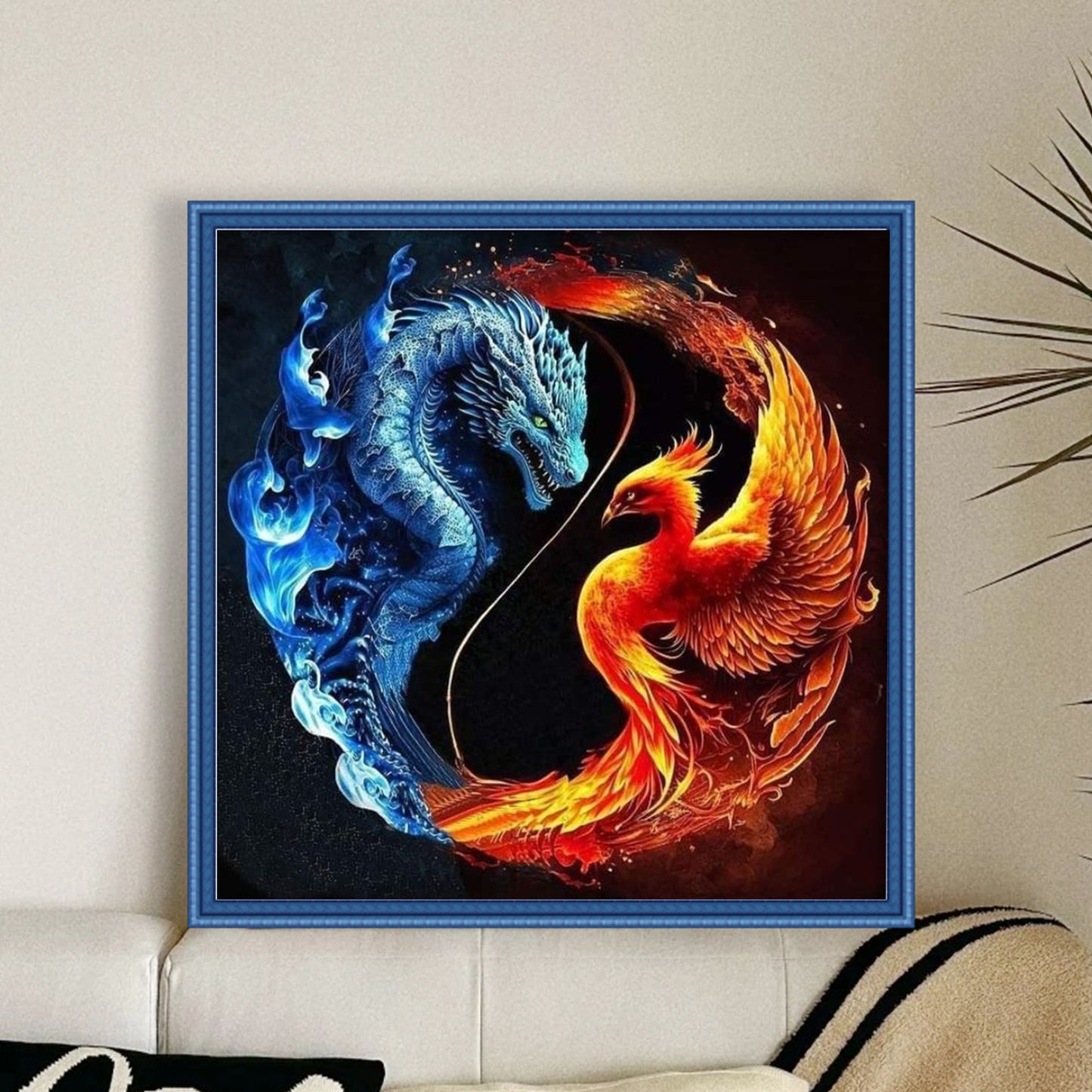 Tai Chi Yin Yang - Dragon And Phoenix - Full 11CT Stamped Cross Stitch 40x40CM - Yishu