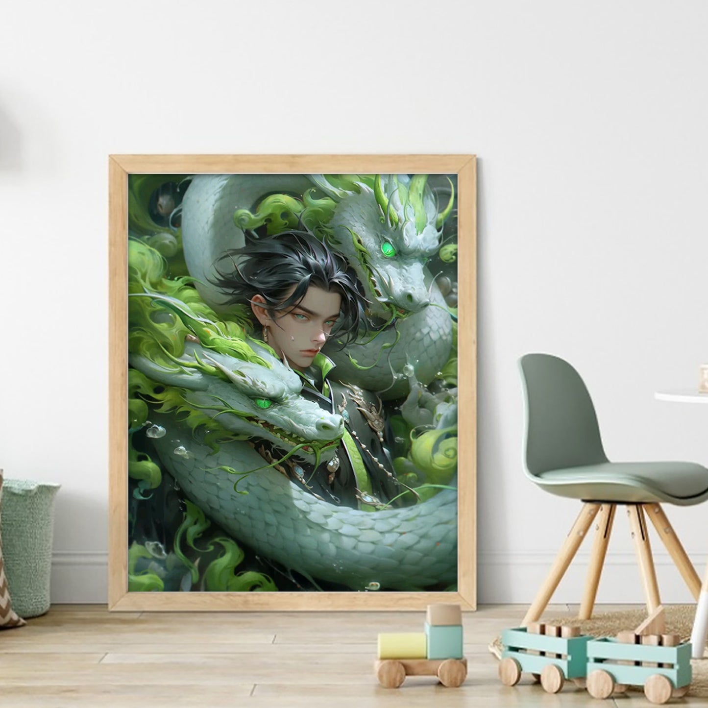 Boy And Dragon - Full 11CT Stamped Cross Stitch 40x50CM - Yishu