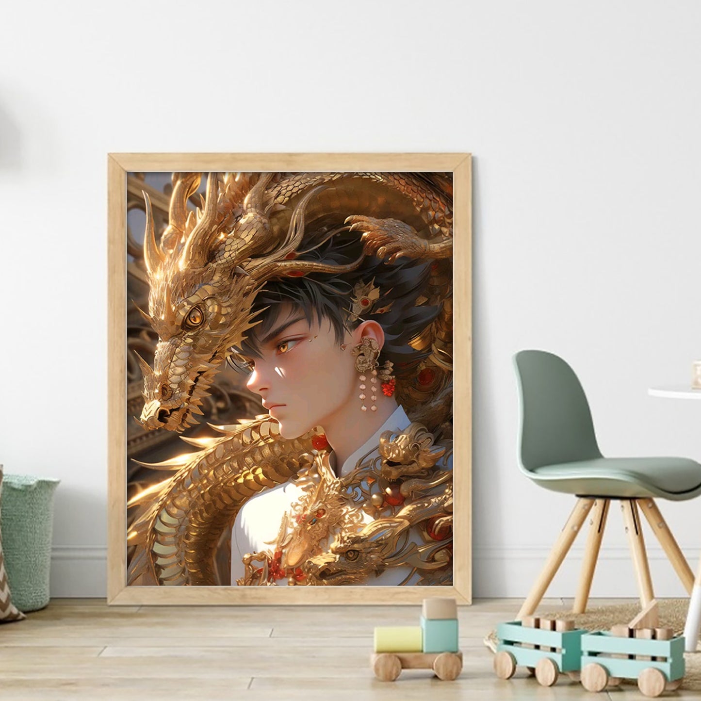Boy And Dragon - Full 11CT Stamped Cross Stitch 40x50CM - Yishu