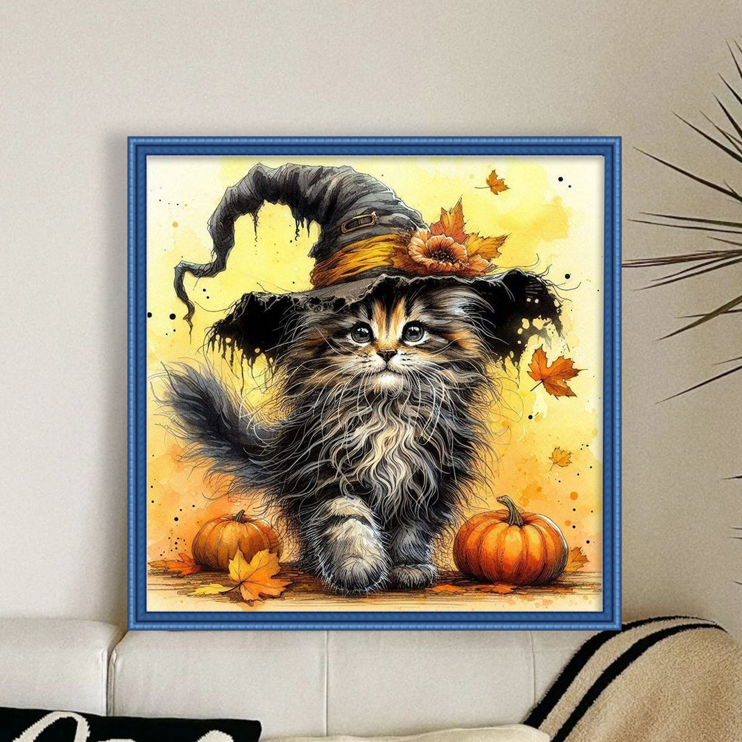Wizard Cat - Full 11CT Stamped Cross Stitch 40x40CM - Huacan